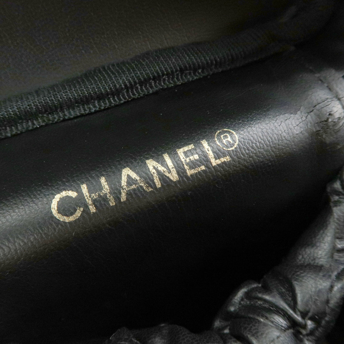 CHANEL Bicolore Lamb Skin Vanity Bag Hand Bag Black A01619