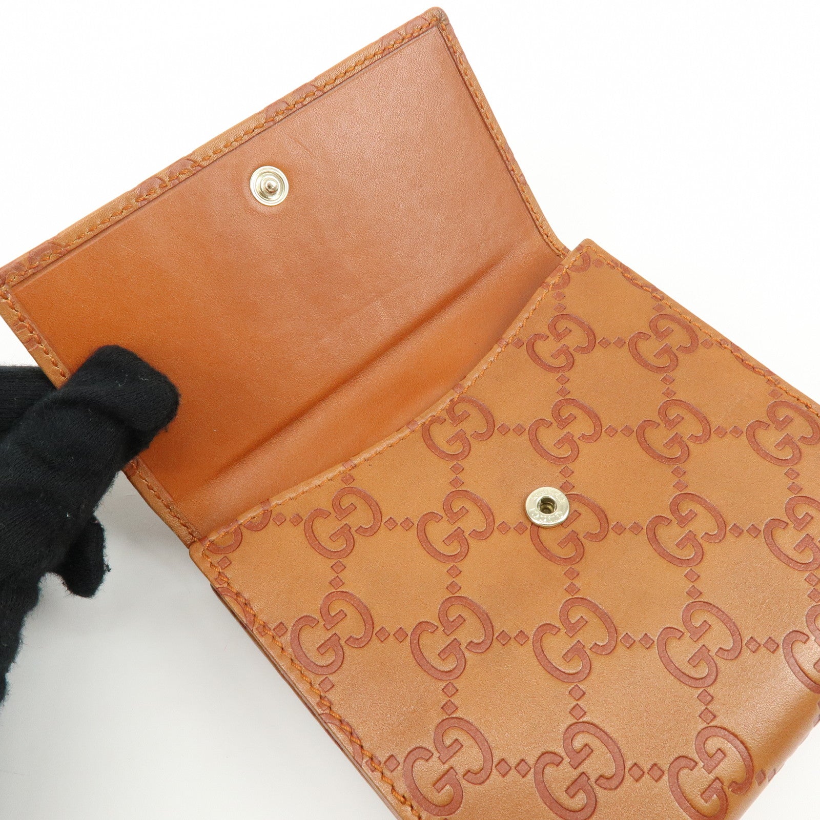 GUCCI New Jackie Guccissima Leather Compact Wallet Brown 141435