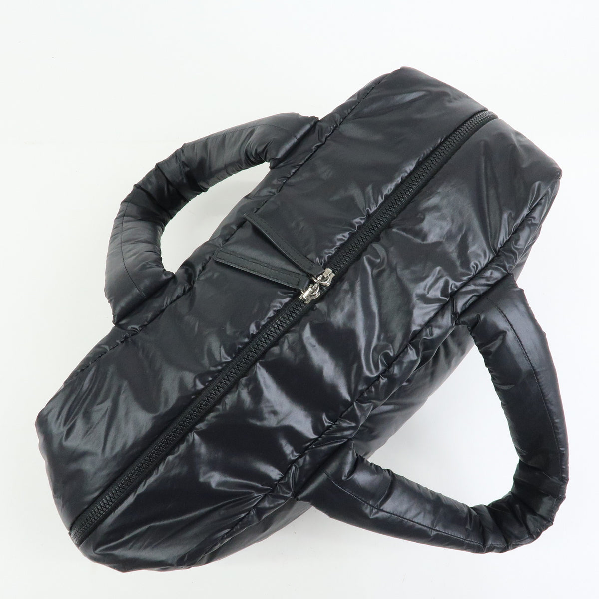 CHANEL COCO COCOON COCO Mark Nylon Leather Boston Bag Black A47092