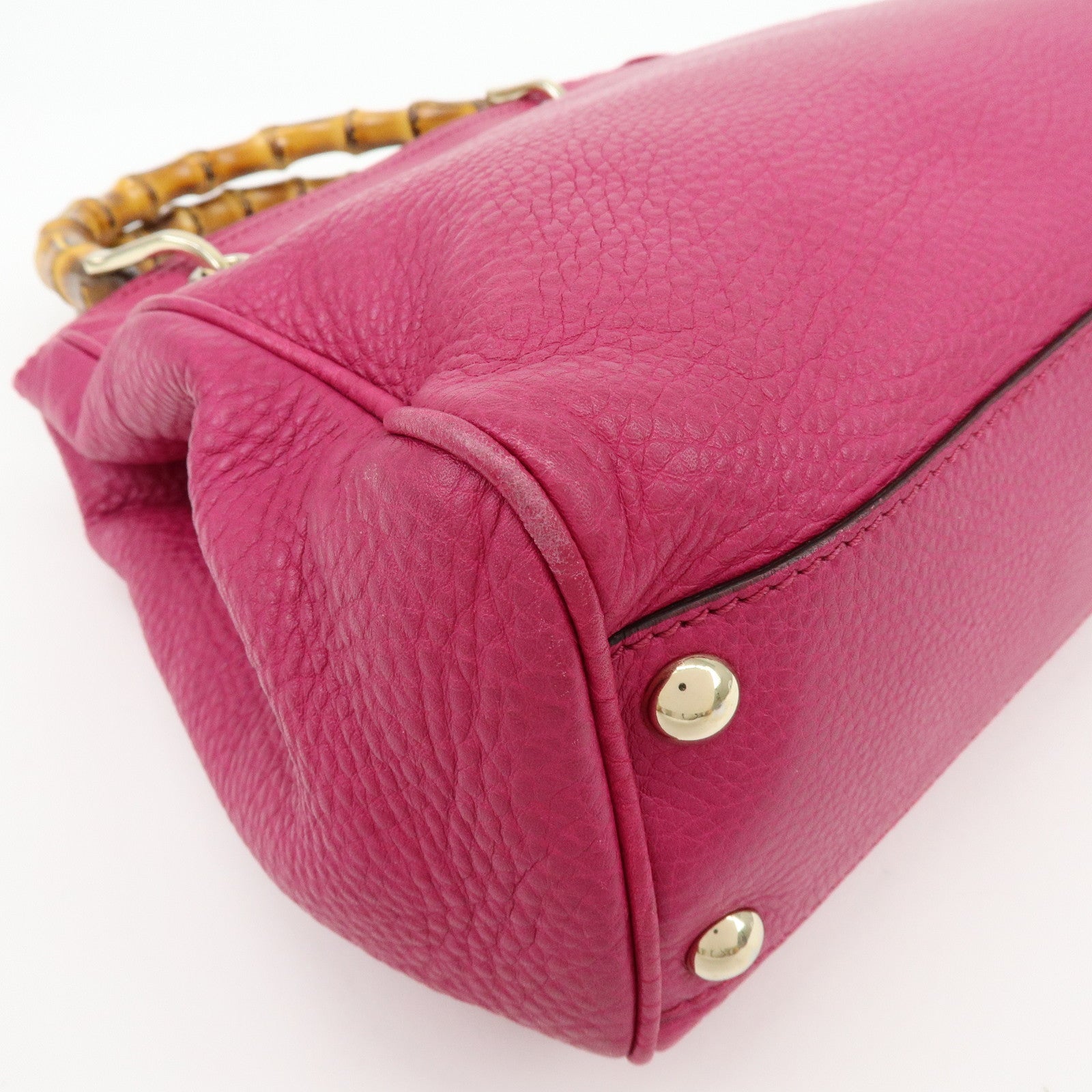 GUCCI Bamboo Shopper Small Leather 2Way Bag Hand Bag Pink 336032
