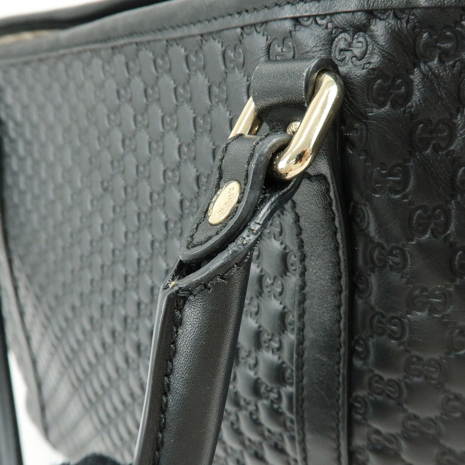 GUCCI Microguccissima Leather Tote Bag Shoulder Bag Black 449647