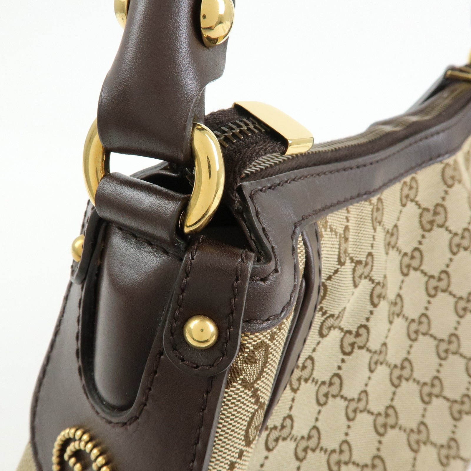 GUCCI Scarlett Interlocking G GG Canvas Leather Shoulder Bag 282298