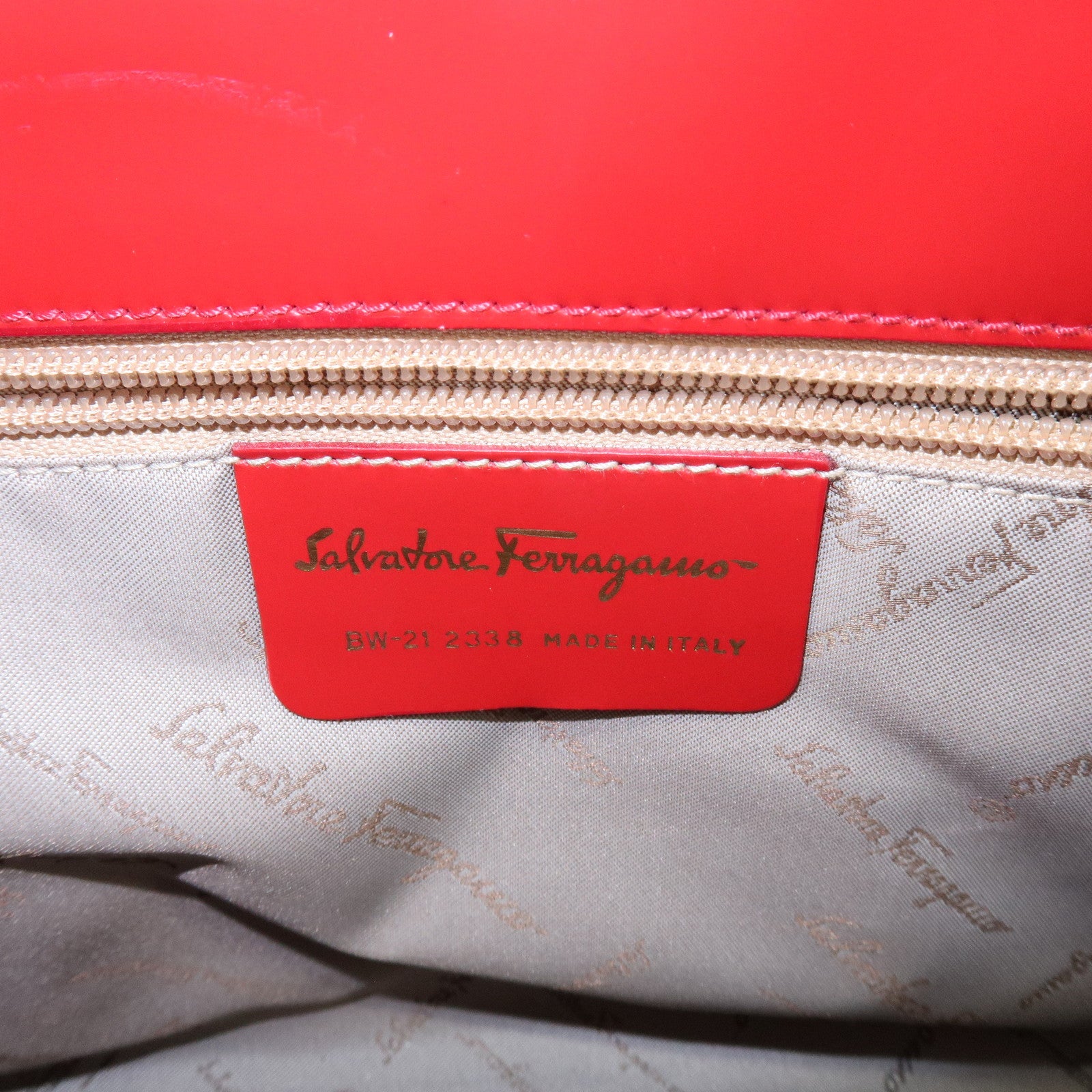 Ferragamo Gancini Leather 2Way Bag Hand Bag Shoulder Bag Red