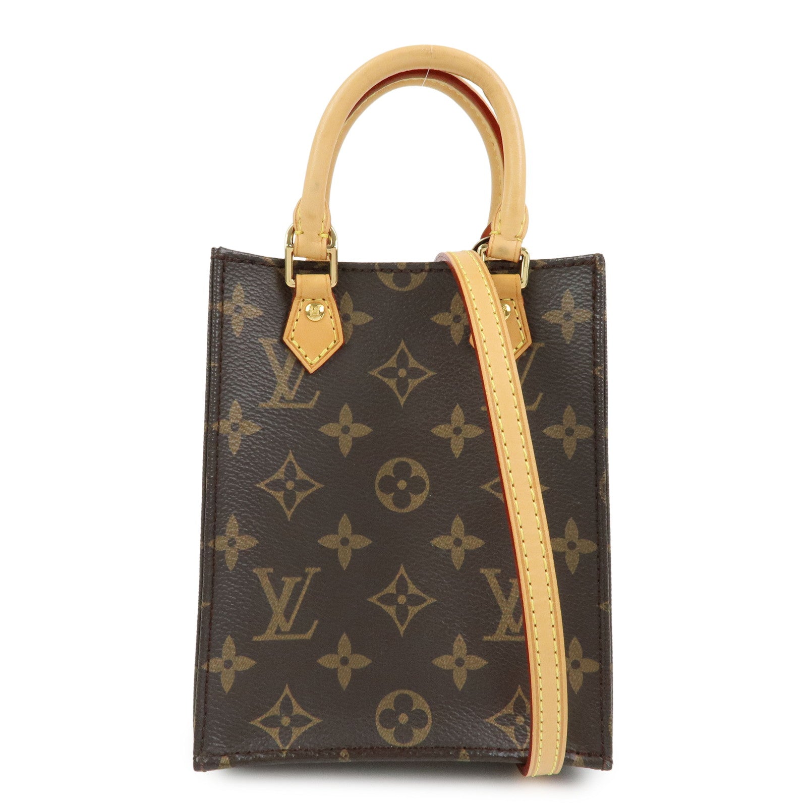 Louis Vuitton Monogram Petit Sac Plat 2Way Shoulder Bag Brown M69442