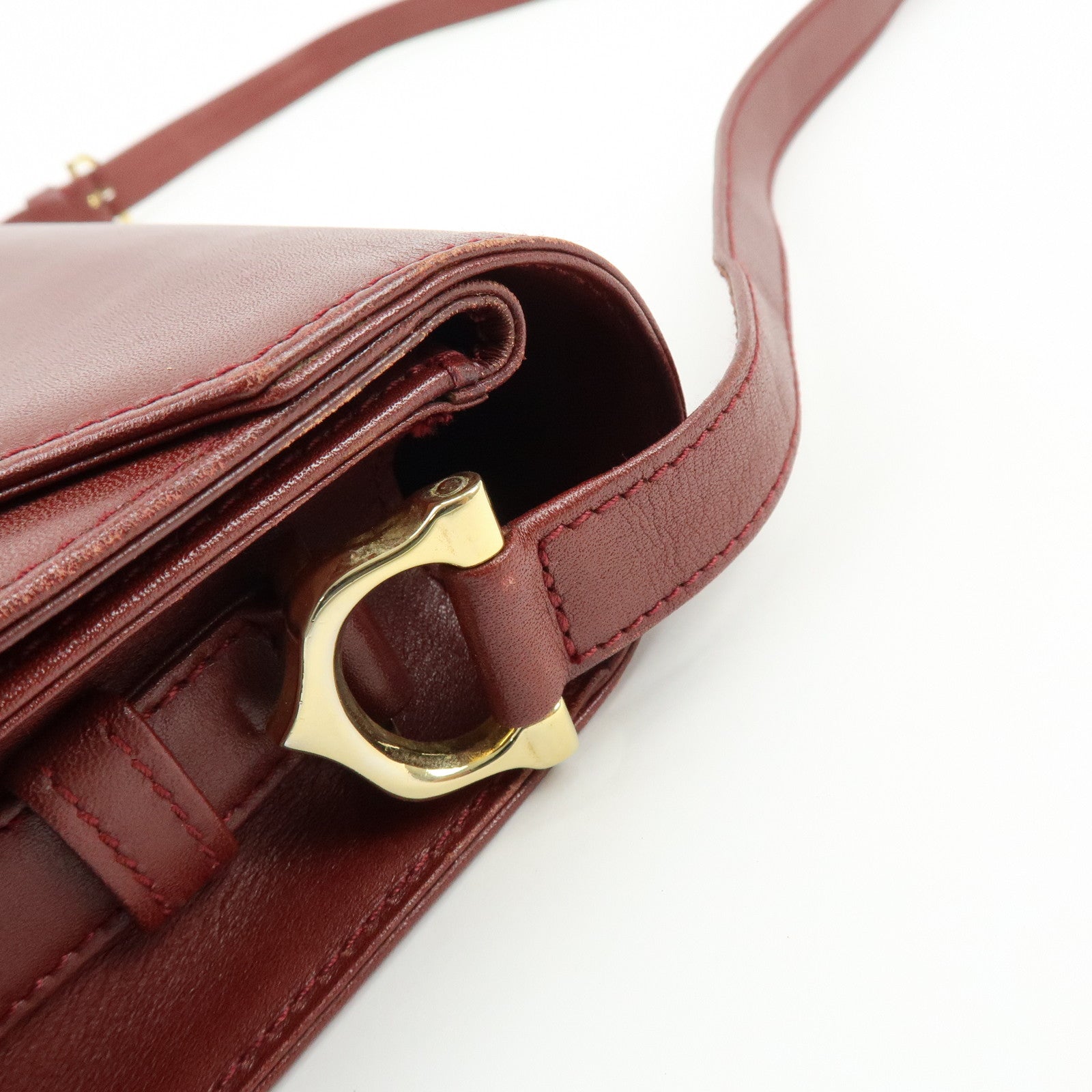 Cartier Must de Cartier Leather Double Flap Shoulder Bag Boudreaux