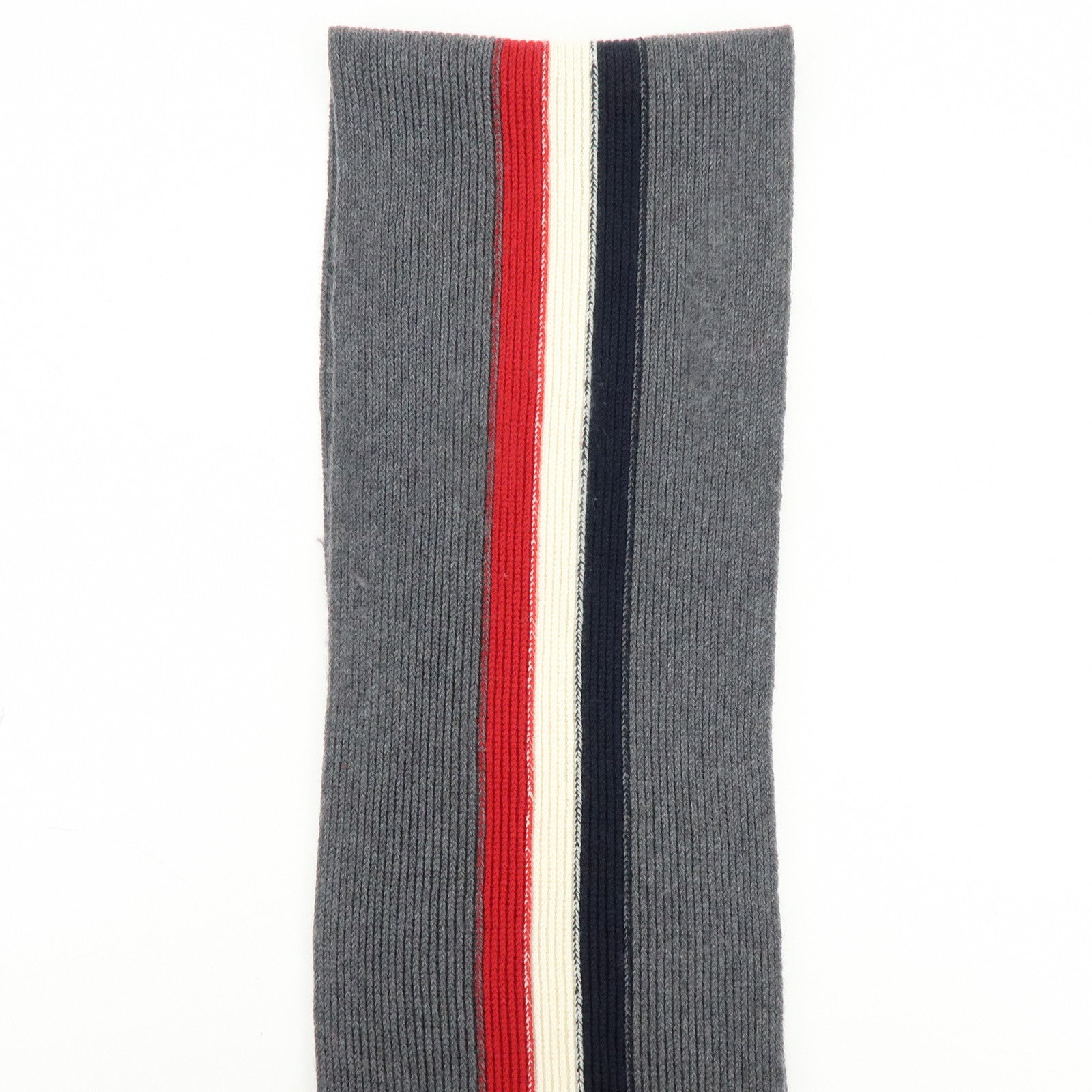 Moncler Wool 100% Scarf Stole Tri-color Gray Navy White Red