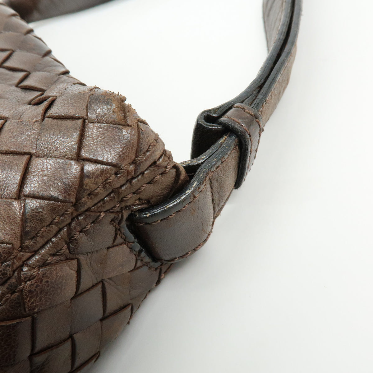 BOTTEGA VENETA Intrecciato Leather Shoulder Bag Hand Bag Brown