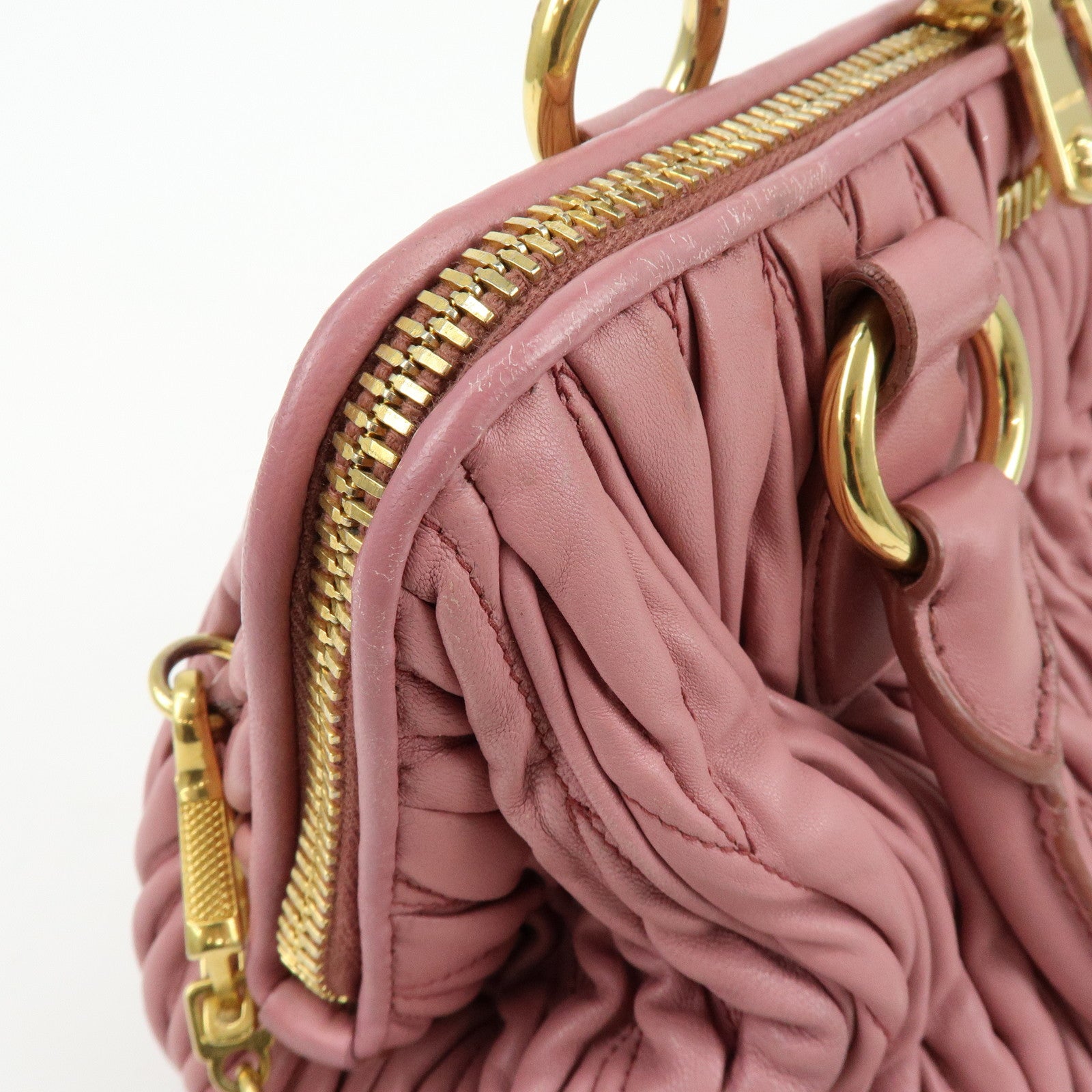MIU MIU Matelasse Nappa Leather 2Way Hand Bag Shoulder Bag Pink RLN059