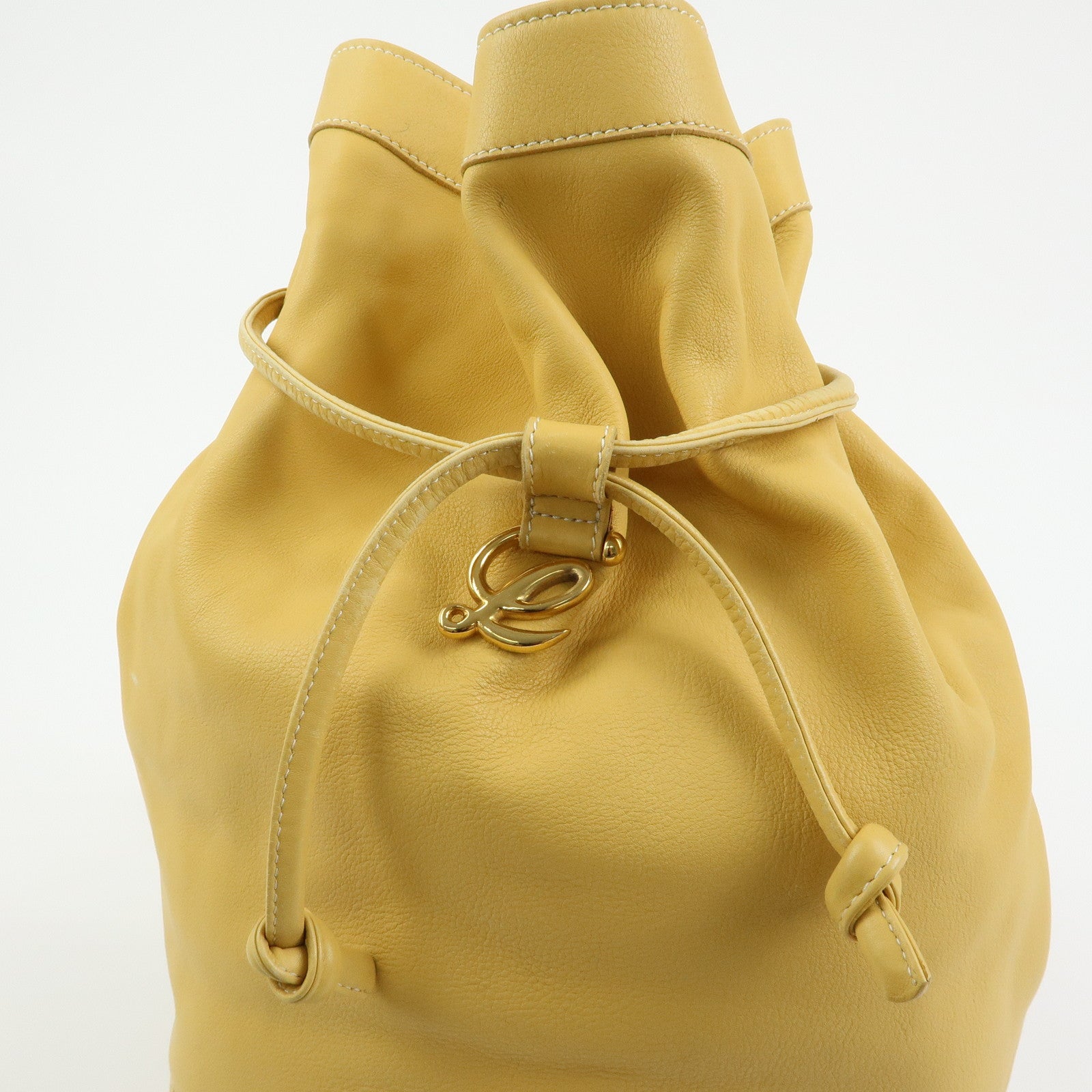 LOEWE Anton Anagram Leather Shoulder Bag Backpack Rucksack Mustard