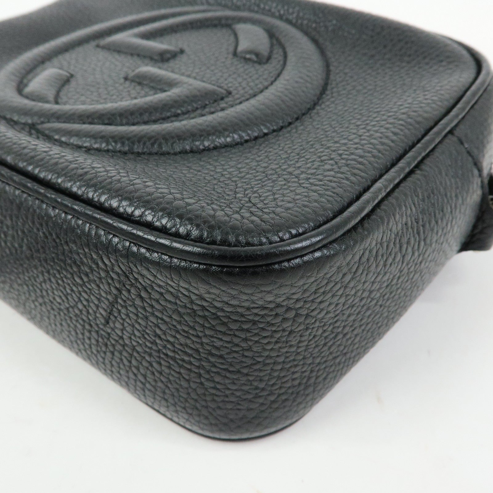 GUCCI Soho Leather Shoulder Bag Crossbody Bag Tassel Black 308364