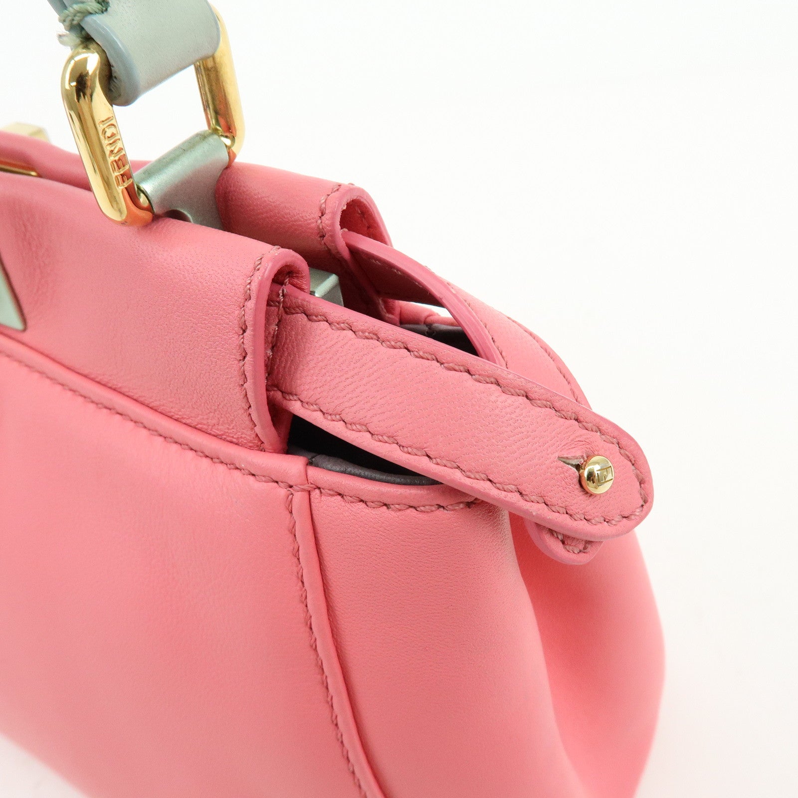 FENDI Peekaboo Mini Leather 2Way Shoulder Bag Hand Bag Pink 8BN244