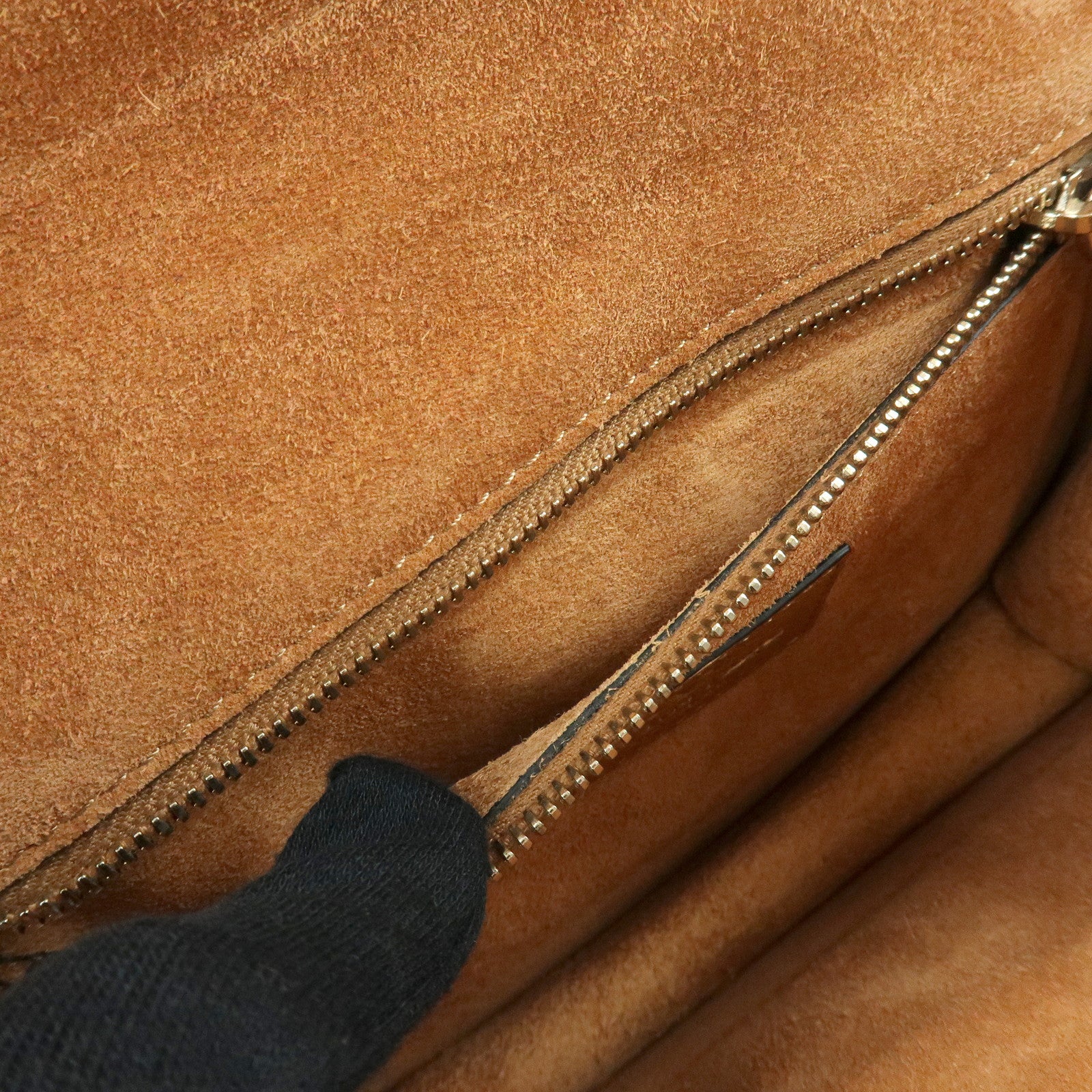 VALENTINO Glam Lock Embroidery Leather Chain Shoulder Bag Brown