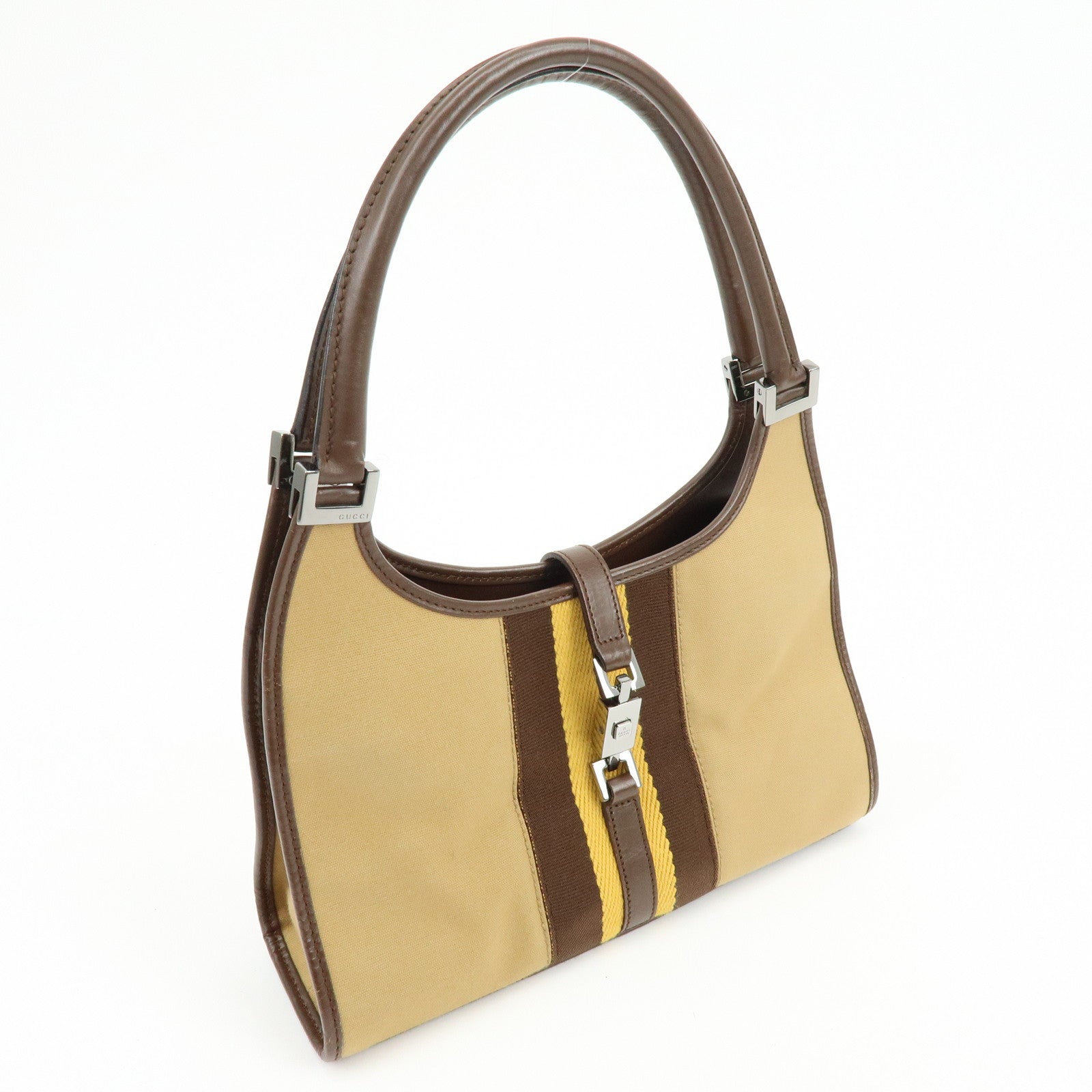 GUCCI Jackie Sherry Canvas Leather Shoulder Bag Hand Bag 002.1068