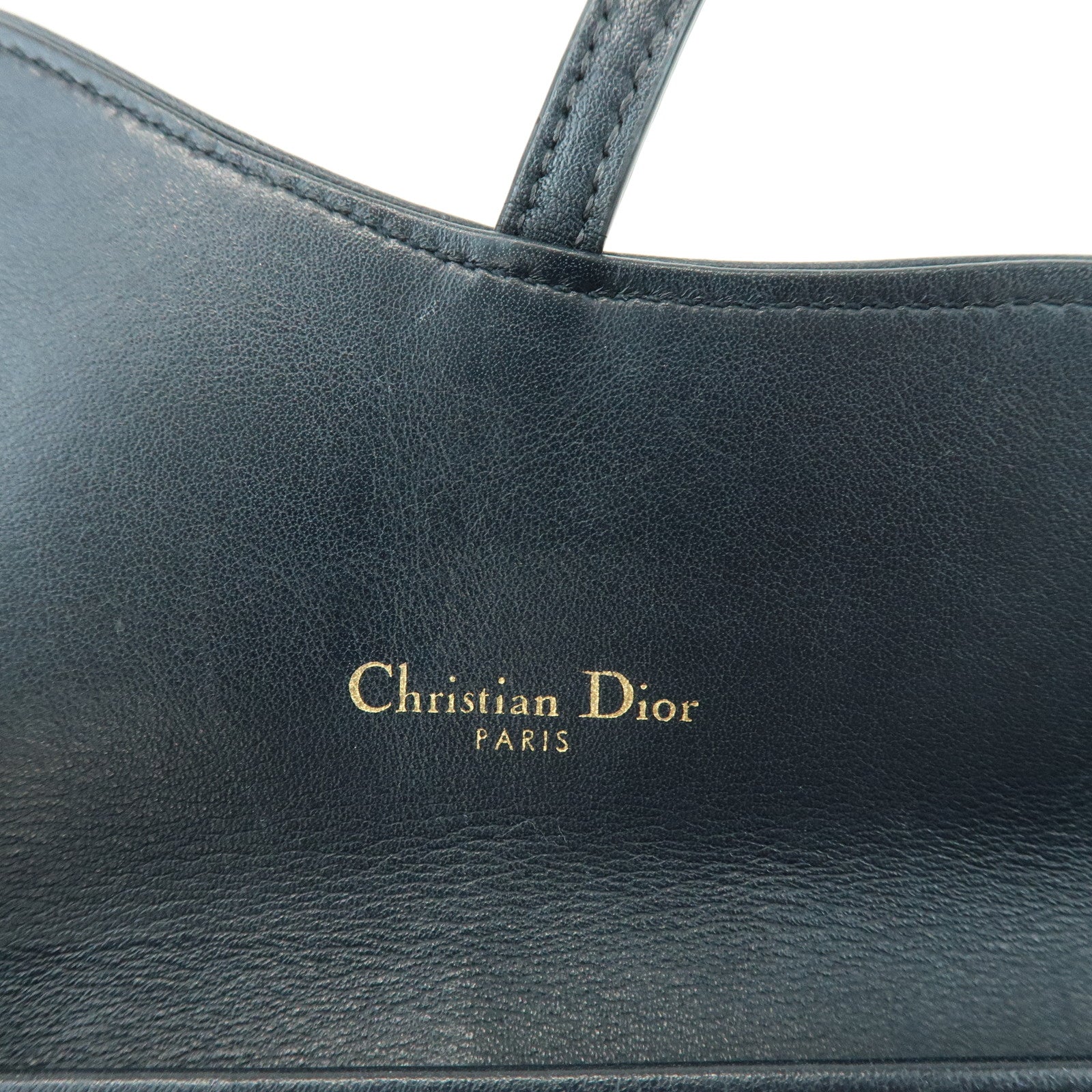Christian Dior Oblique Saddle Canvas Leather Chain Wallet WOC Navy