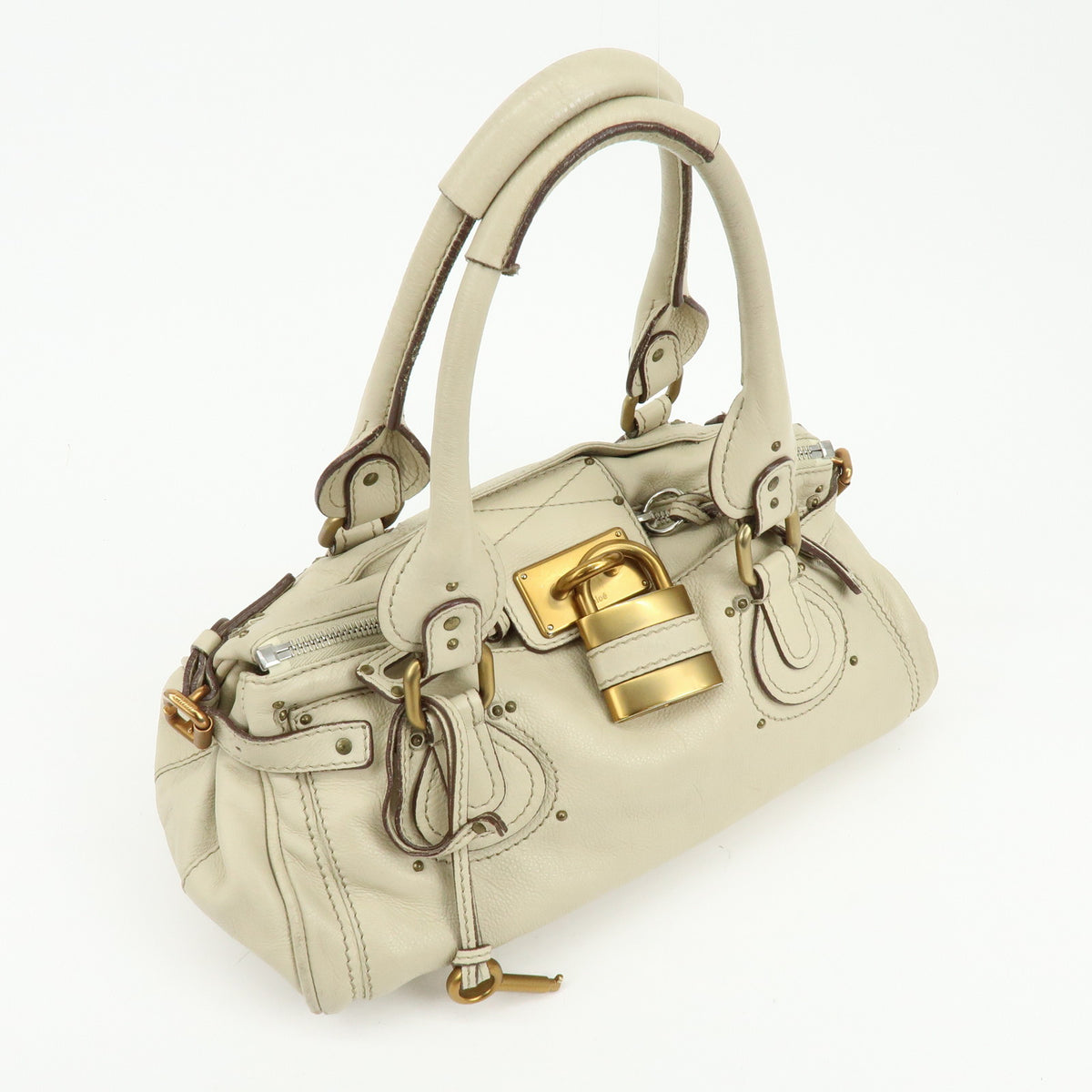 Chloe Paddington Leather Shoulder Bag Hand Bag Ivory