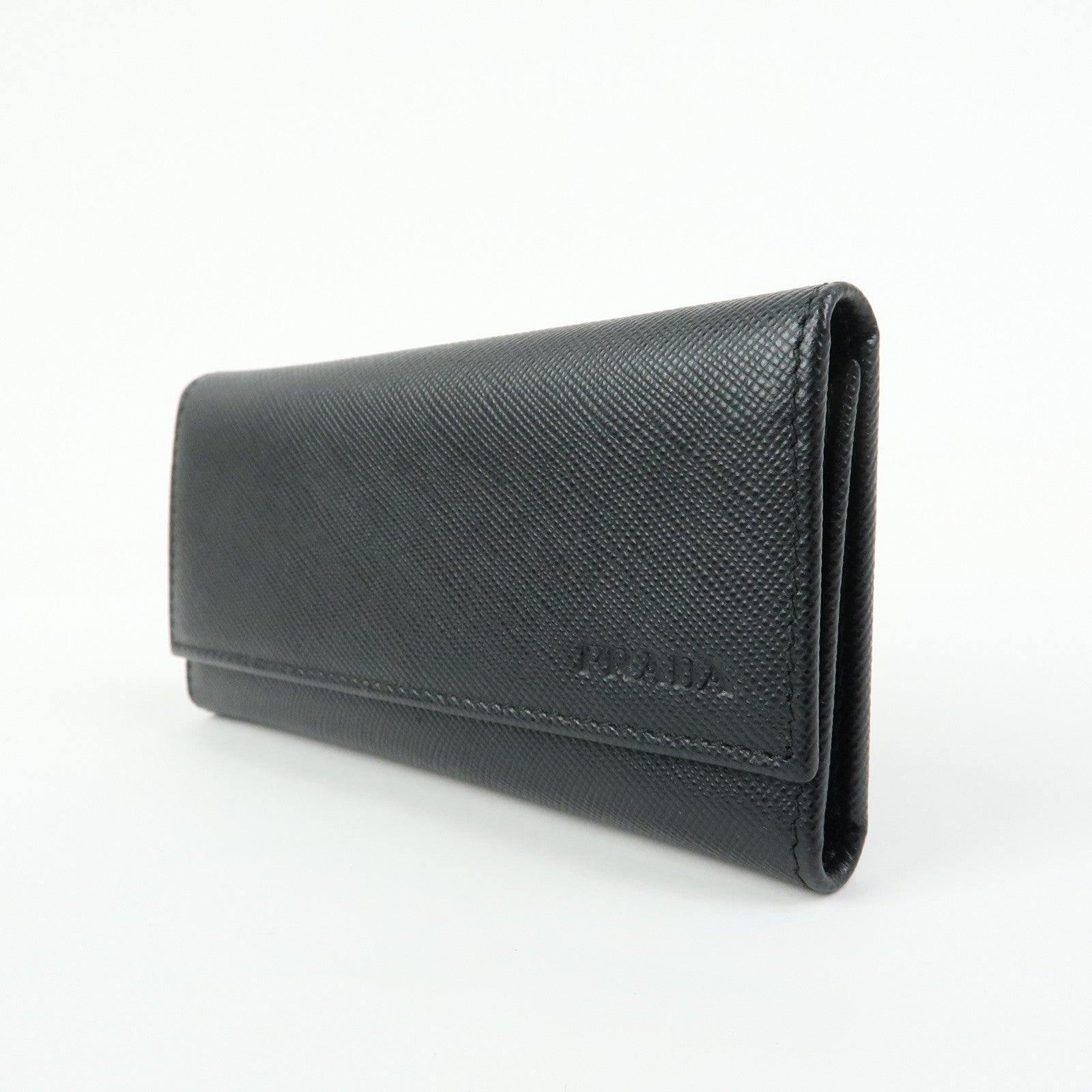 PRADA Saffiano Leather 6 Rings Key Case Key Holder Black