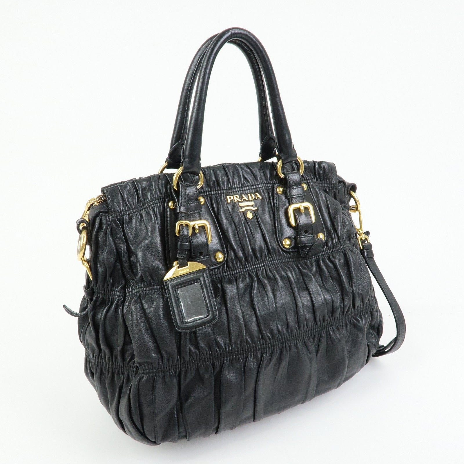 PRADA Logo Nappa Leather 2Way Bag Hand Bag Shoulder Bag Black