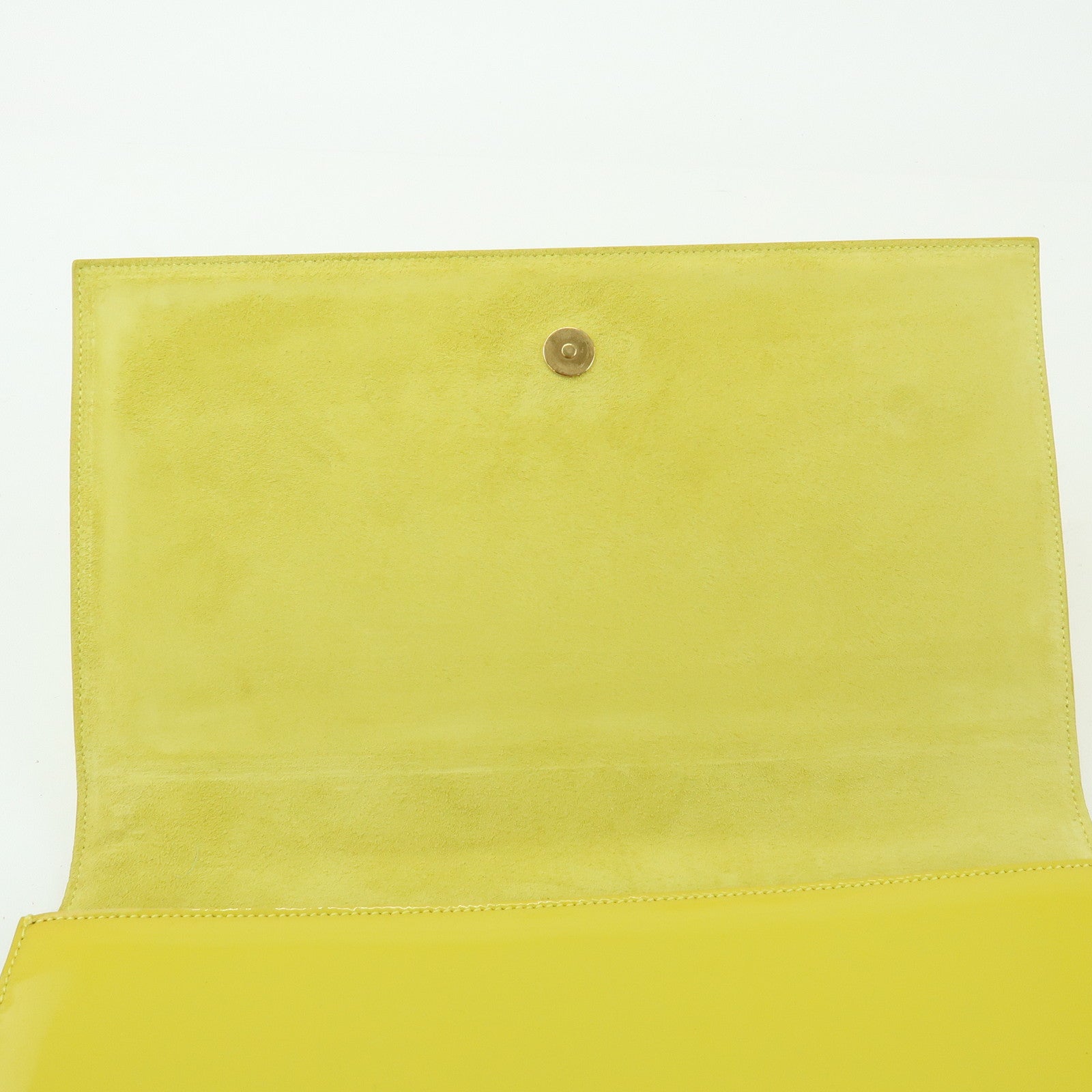 SAINT LAURENT PARIS Cassandra Patent Leather Clutch Bag Yellow 361120