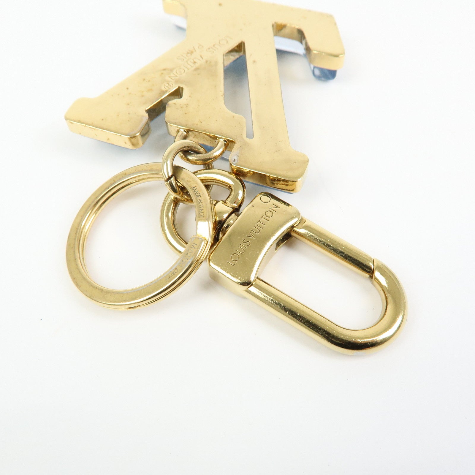 Louis Vuitton LV Gloss Metal Key Ring Bag Charm Blue M02590