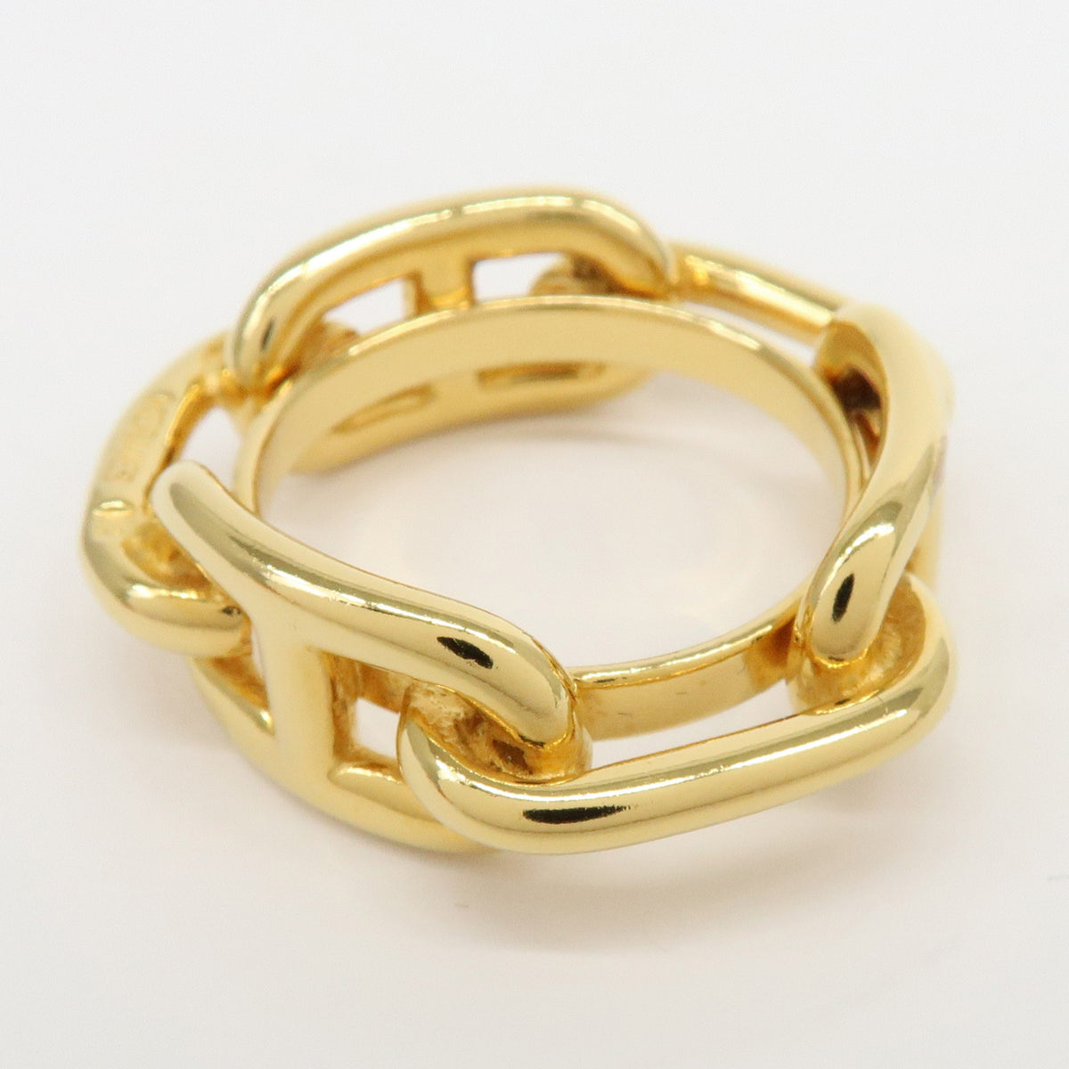 HERMES Lot of 2 Chaine d'Ancre Enchainee Cosmos Metal Scarf Ring Gold
