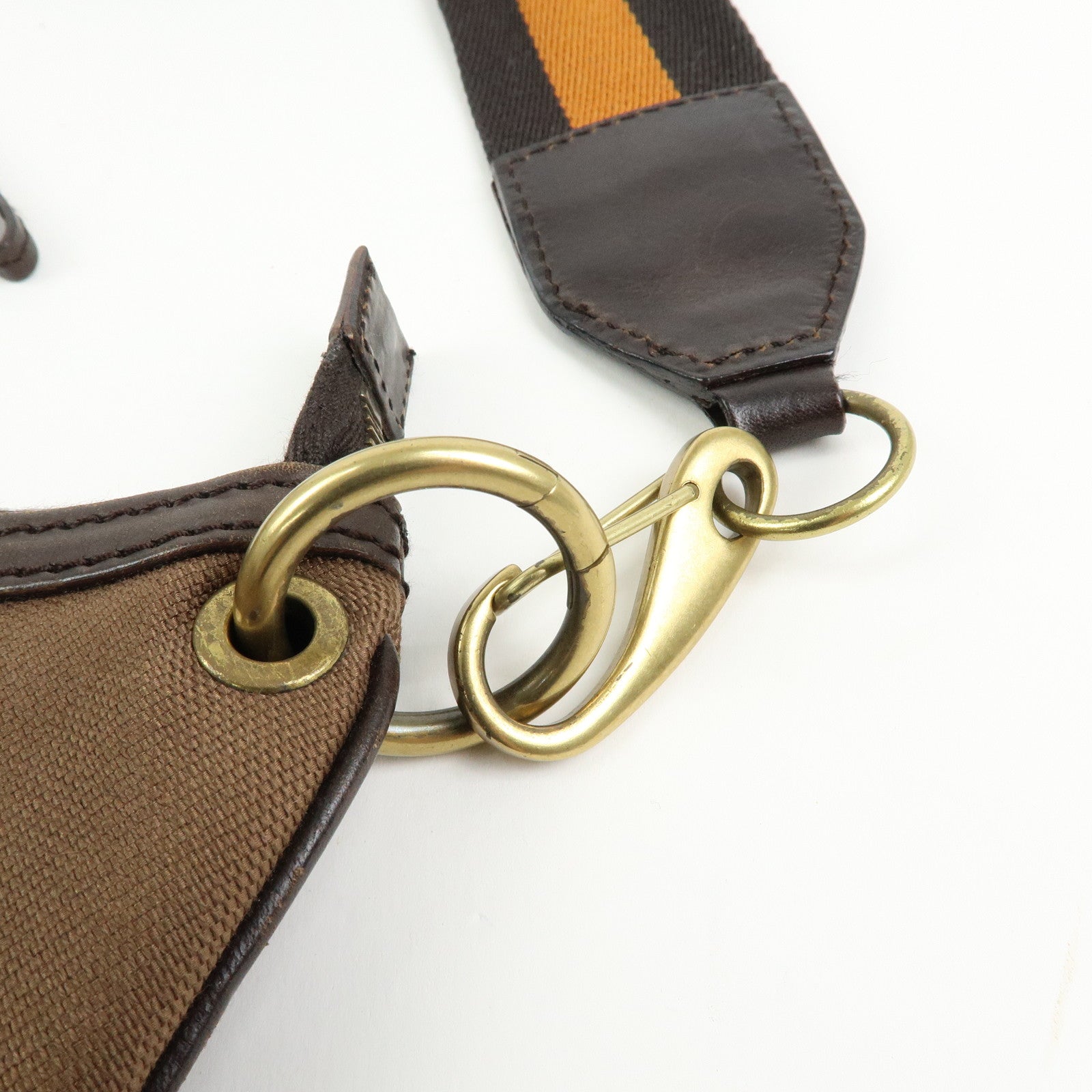 GUCCI Sherry Canvas Leather Shoulder Bag Hand Bag Borwn Orange 106663