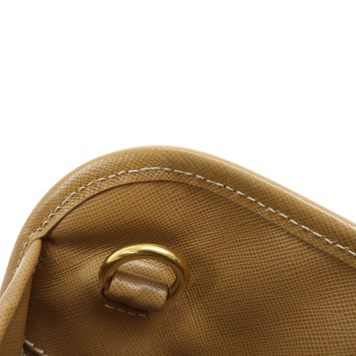 PRADA Triangle Logo Canapa City Canvas Saffiano Leather 2Way Bag Beige