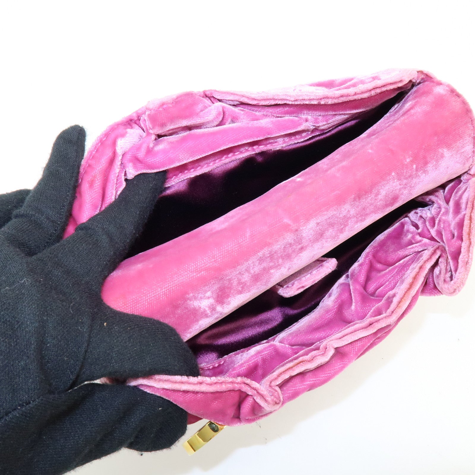 BVLGARI BVLGARI Velour Mini Clutch Bag Clutch Purse Pink