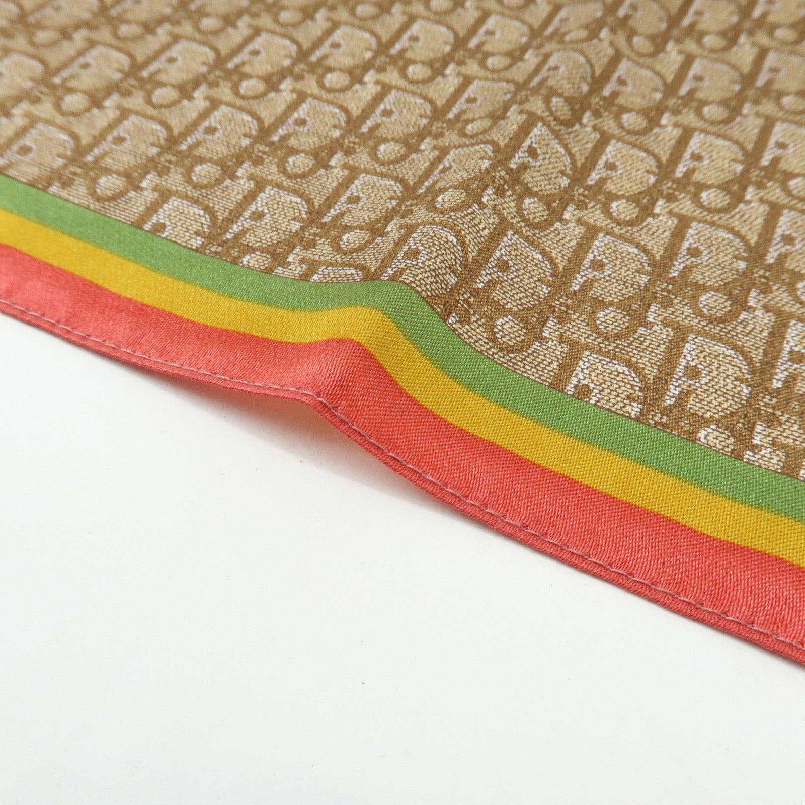 Christian Dior Rasta Trotter Logo Silk Cotton Scarf Beige Red