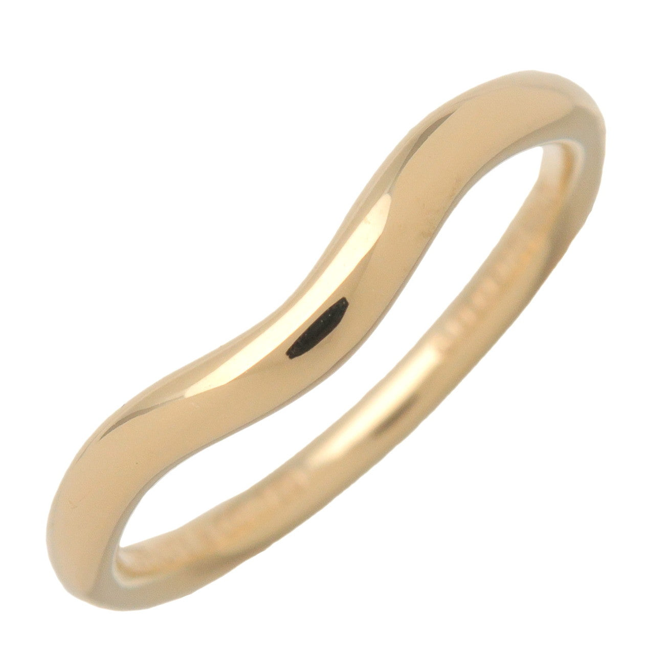 Tiffany & Co. Curved Band Ring K18 750YG Yellow Gold US4.75 EU48 HK10