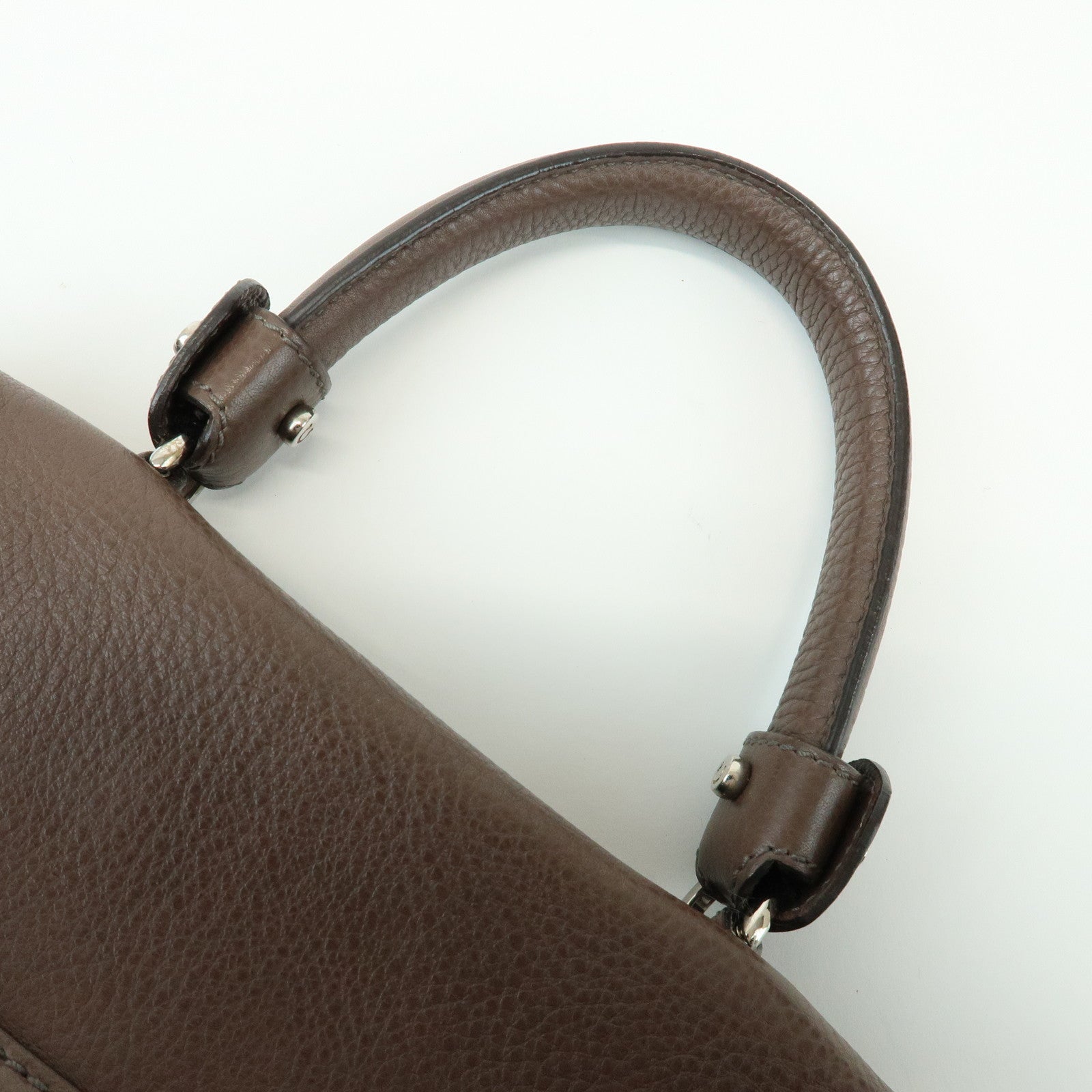 Ferragamo Gancini Leather Top Handle Hand Bag Brown