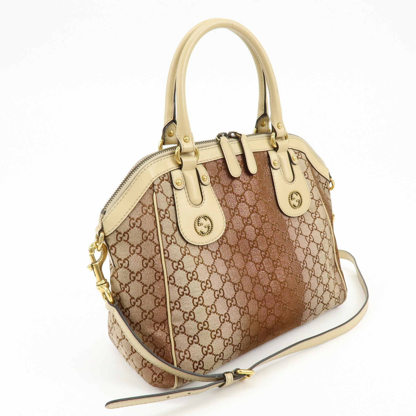 GUCCI Interlocking G Scarlett GG Canvas Leather 2Way Hand Shoulder Bag