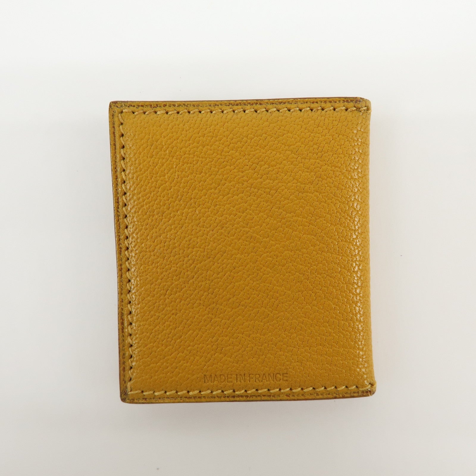 HERMES Leather Mini Photo Case Yellow □F Stamp 2002