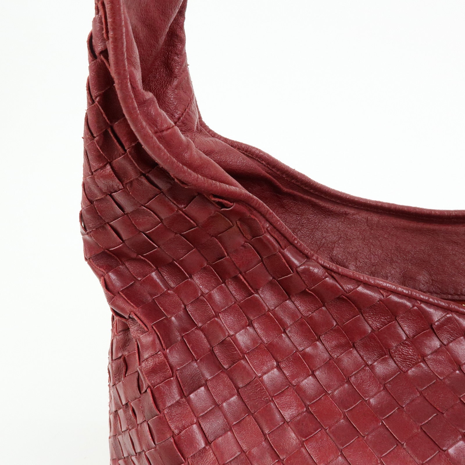 BOTTEGA VENETA Intrecciato Leather Shoulder Bag Crossbody Bag Wine Red