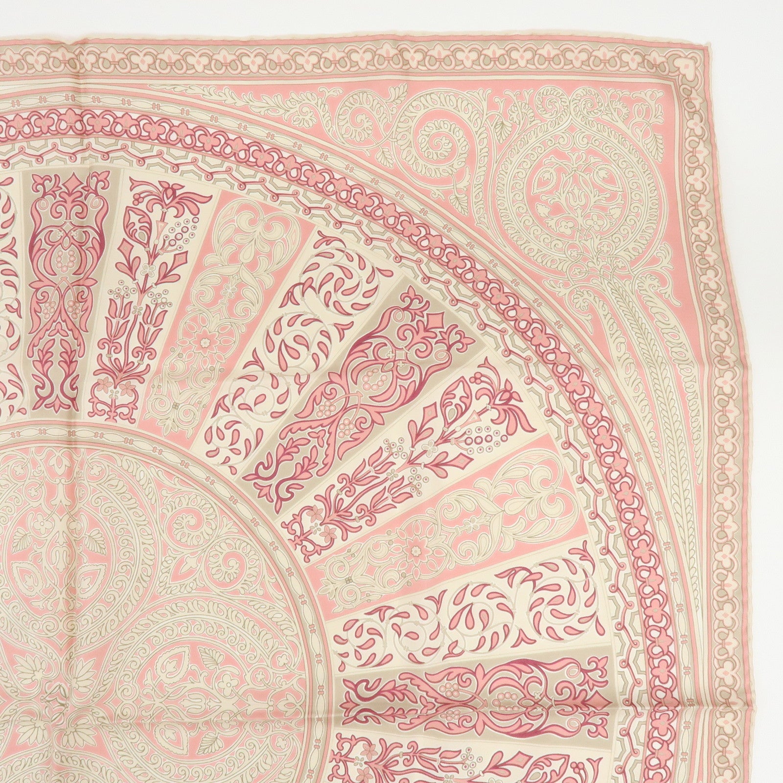 LOEWE Set of 2 Silk 100% Scarf VELAZQUEZ Paisley Pink Gold