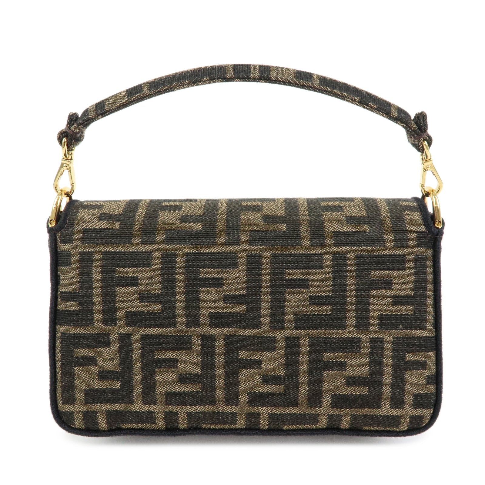 FENDI Zucca Jacquard Canvas 2Way Baguette Bag Mini Brown 8BS017