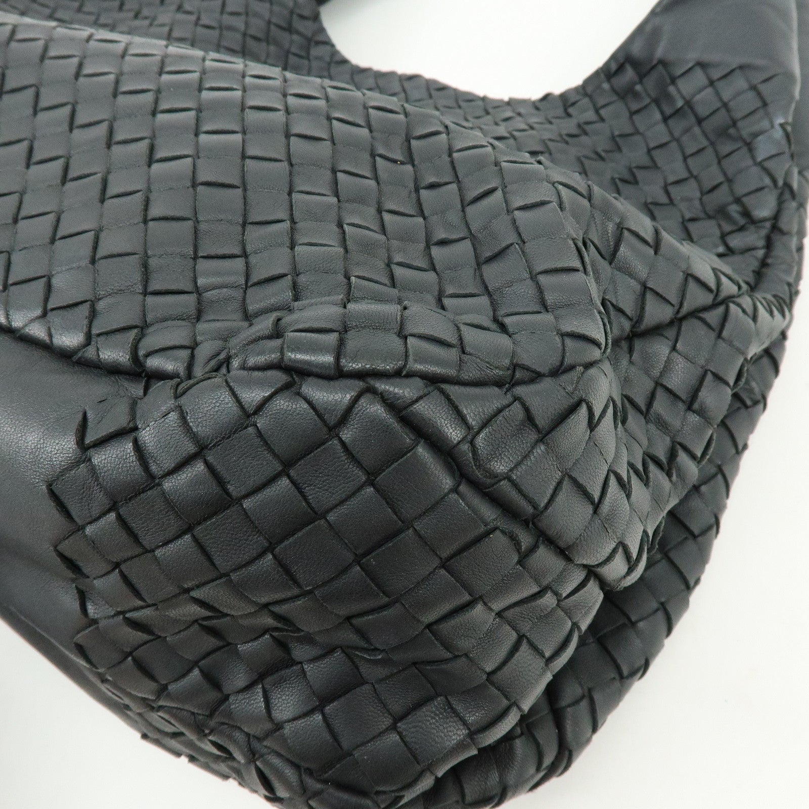 BOTTEGA VENETA Intrecciato Campana Leather Shoulder Bag Hand Bag Black