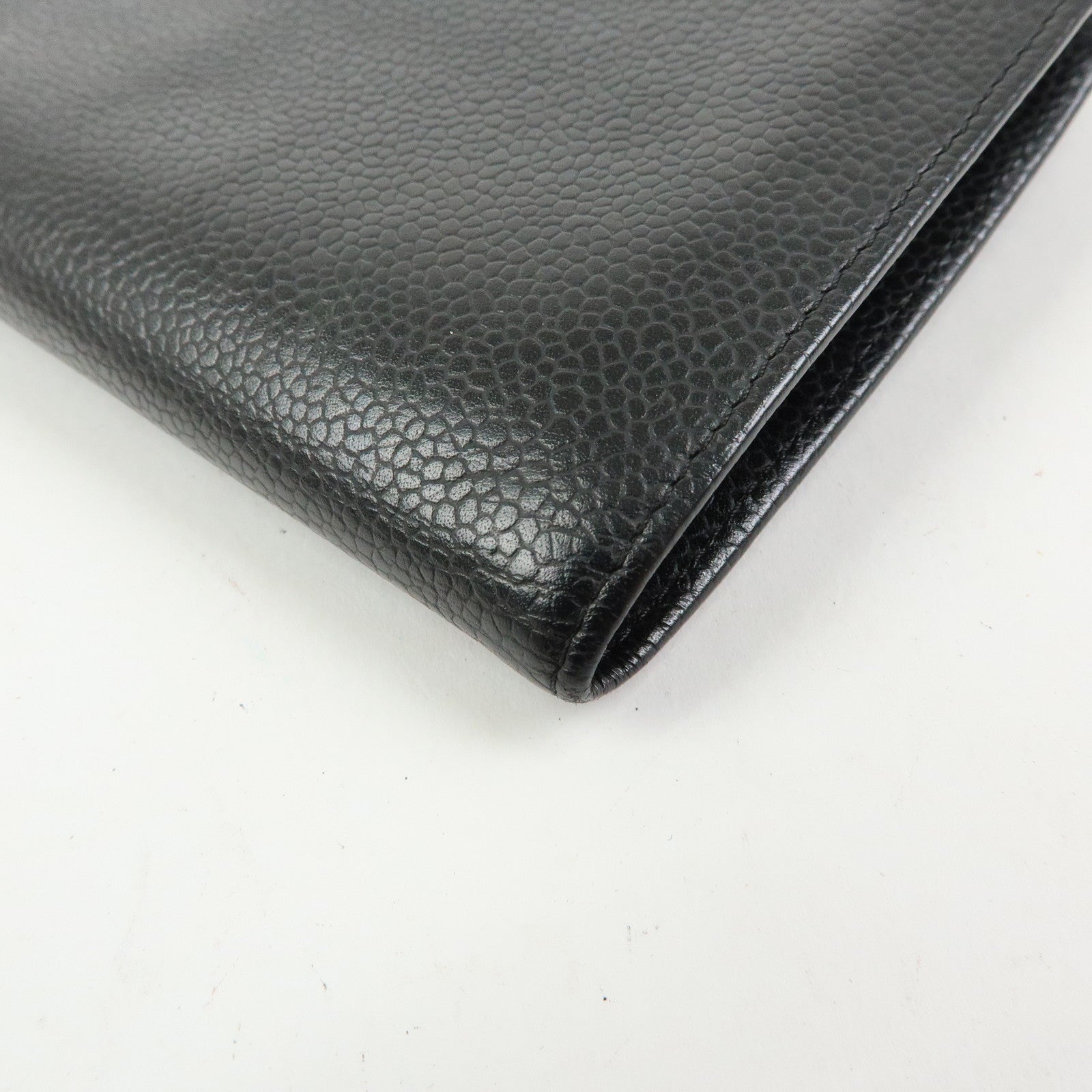 CHANEL COCO Mark Caviarskin Bi-fold Long Wallet  Black A82281