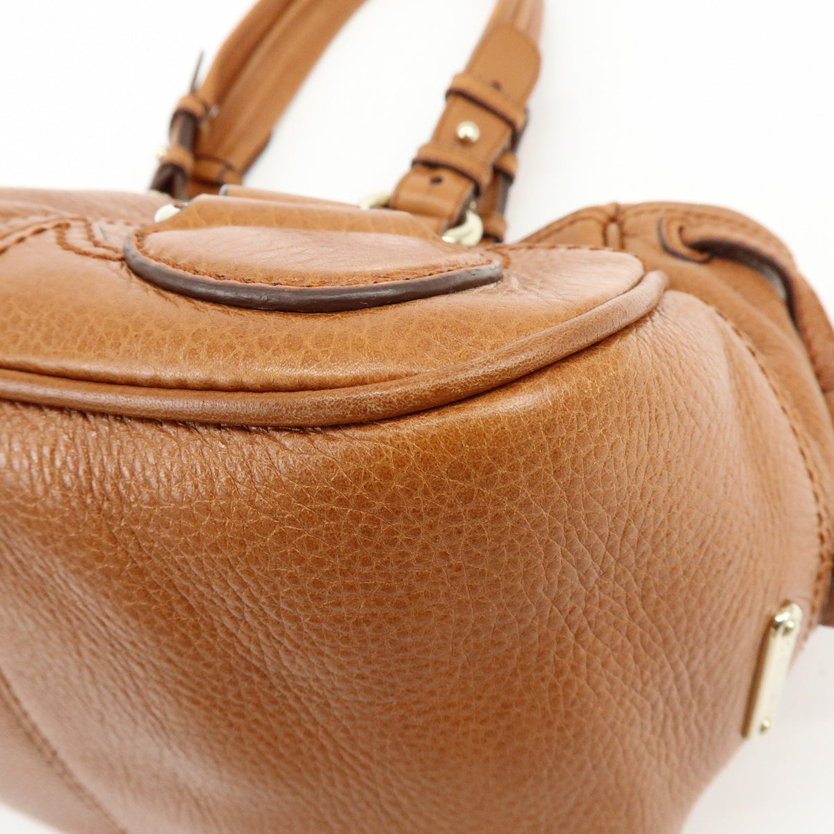 CELINE Macadam Leather Shoulder Bag Boston Bag Brown