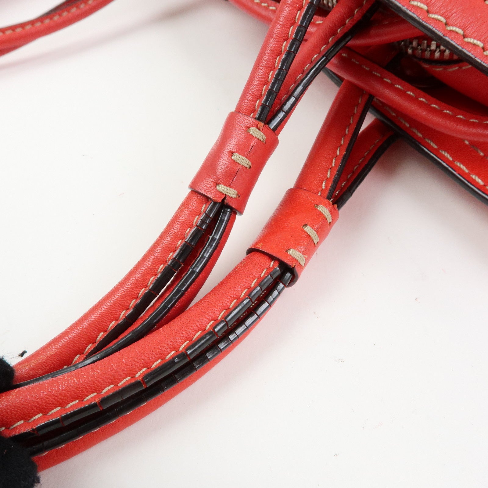 LOEWE Anagram Leather Tote Bag Hand Bag Shoulder Bag Red