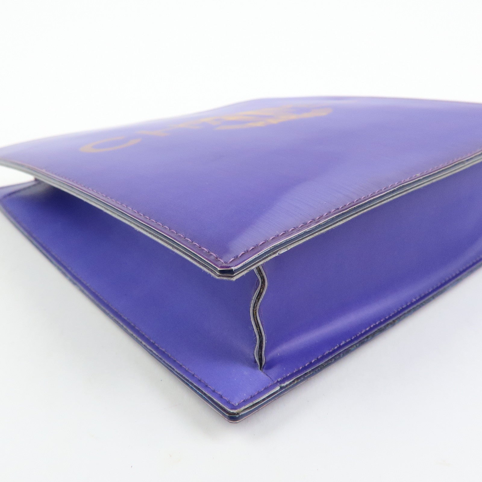 CHANEL COCO Mark Vinyl Hologram Logo Chain Shoulder Bag Purple