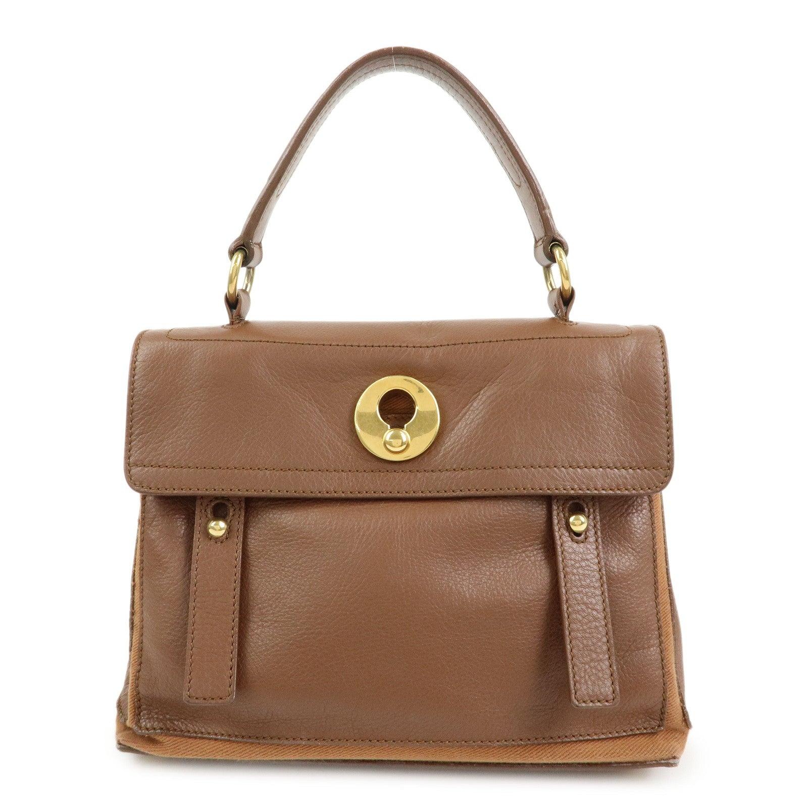 SAINT LAURENT PARIS Muse Two Leather Hand Bag Brown 289278