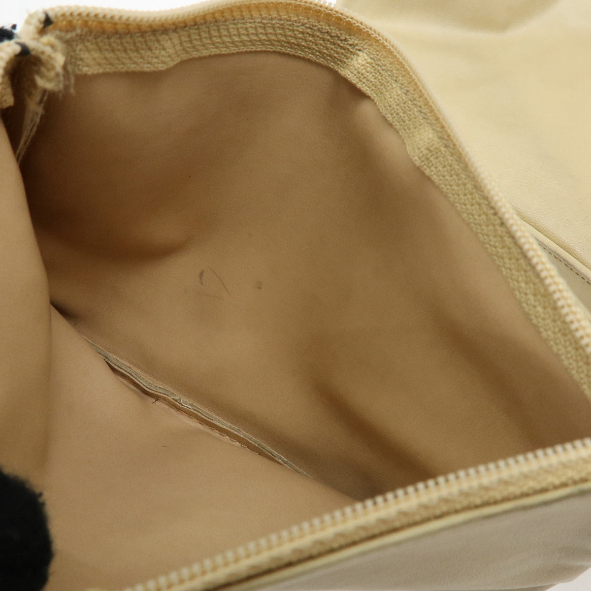CHANEL Lamb Skin Bucket Chain Shoulder Bag Beige A01349