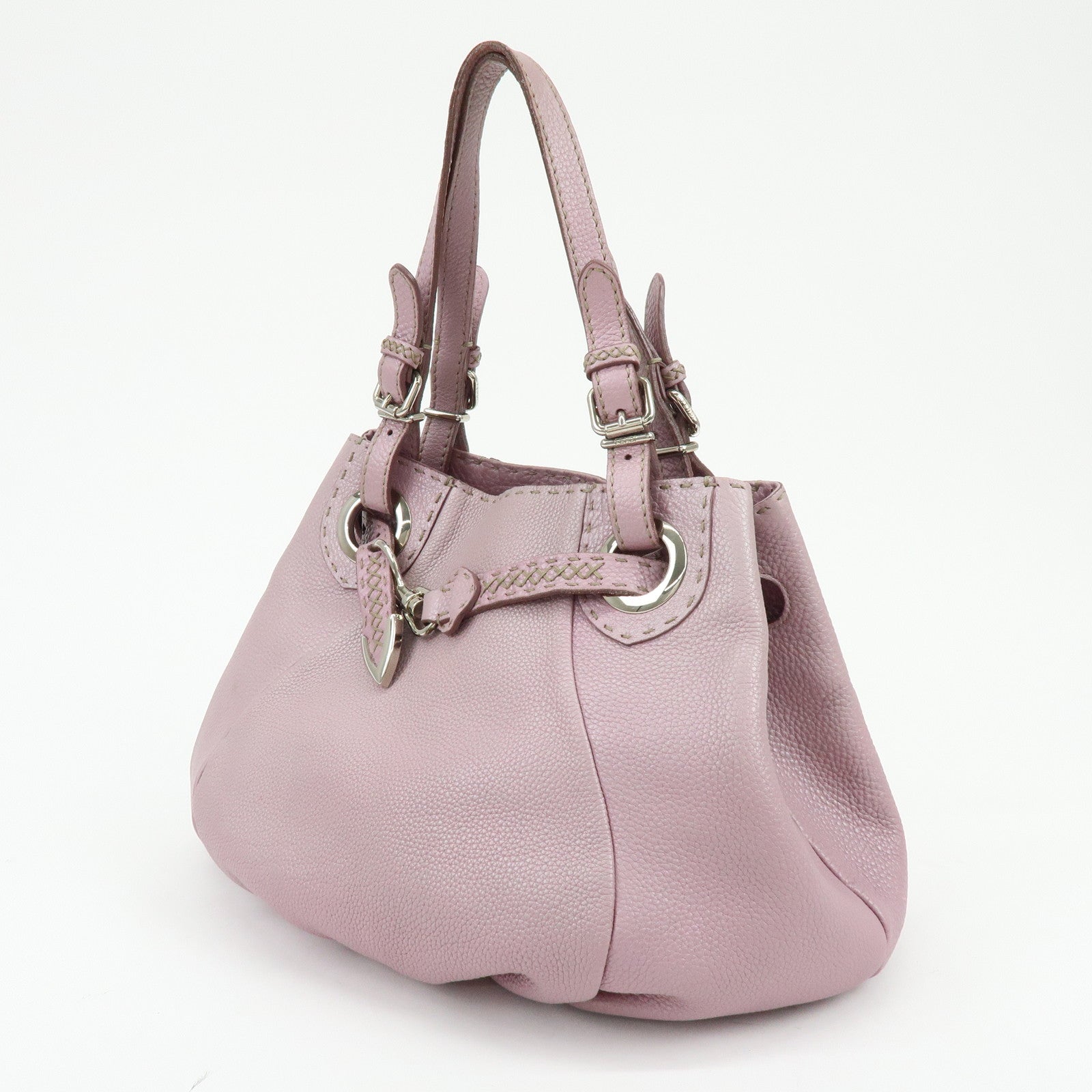 FENDI Selleria Leather Shoulder Bag Hand Bag Purple 8BR595
