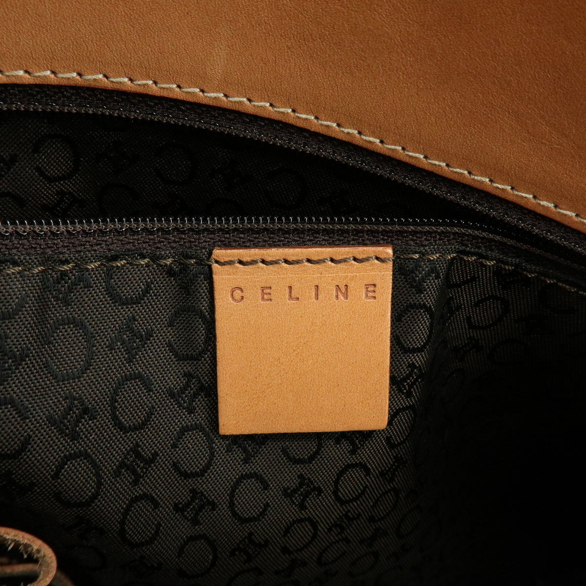 CELINE Macadam Logo PVC Leather Tote Bag Hand Bag Brown