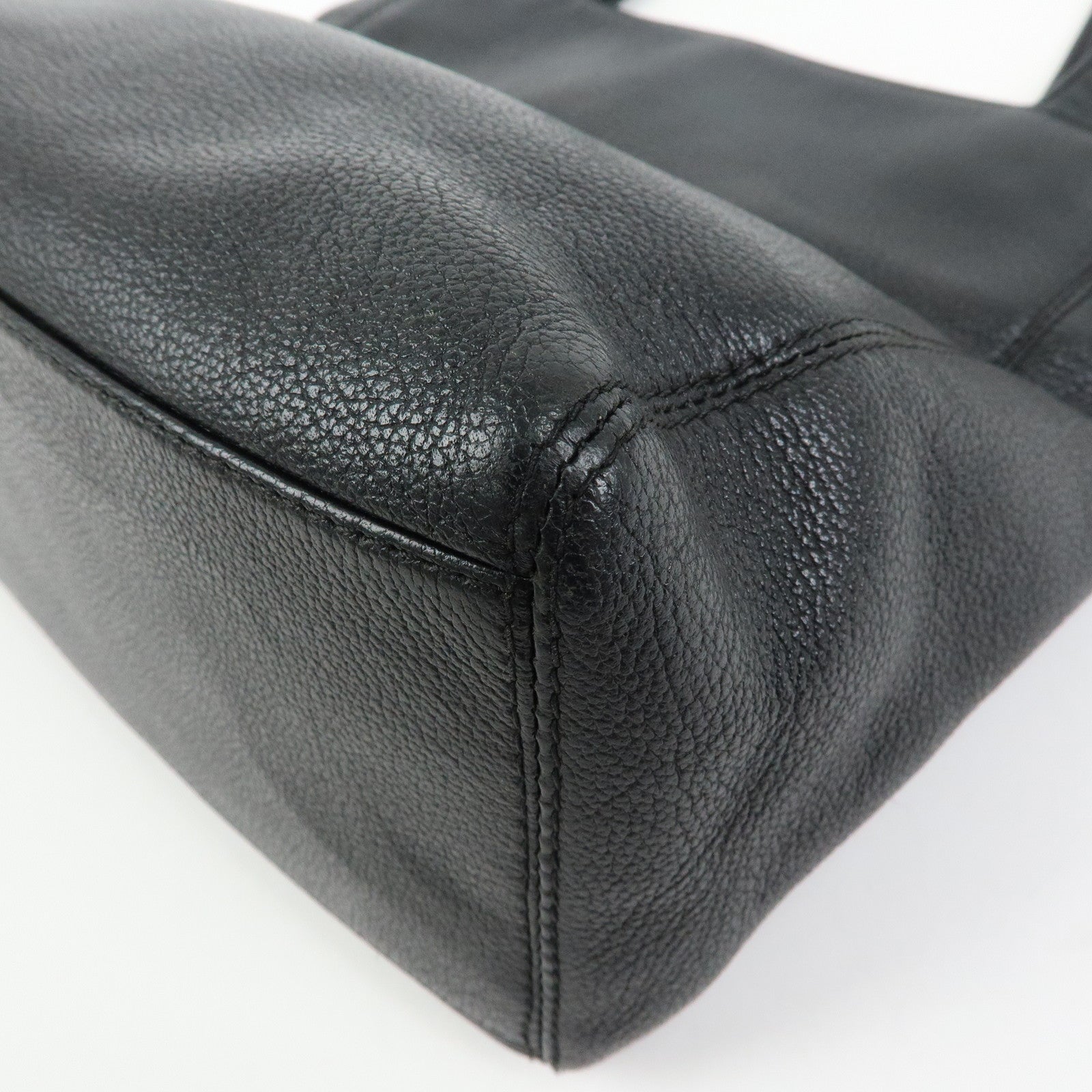 CHANEL COCO Mark Calf Skin Leather Tote Bag Shoulder Bag Black
