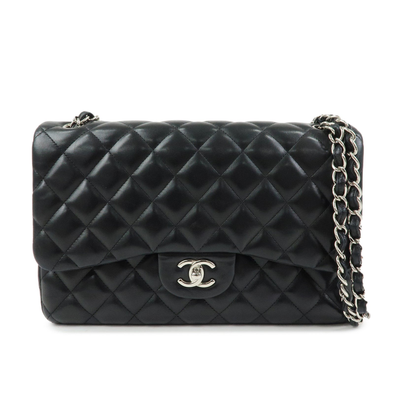 CHANEL Matelasse 30 W Flap Lamb Skin Chain Shoulder Bag A58600