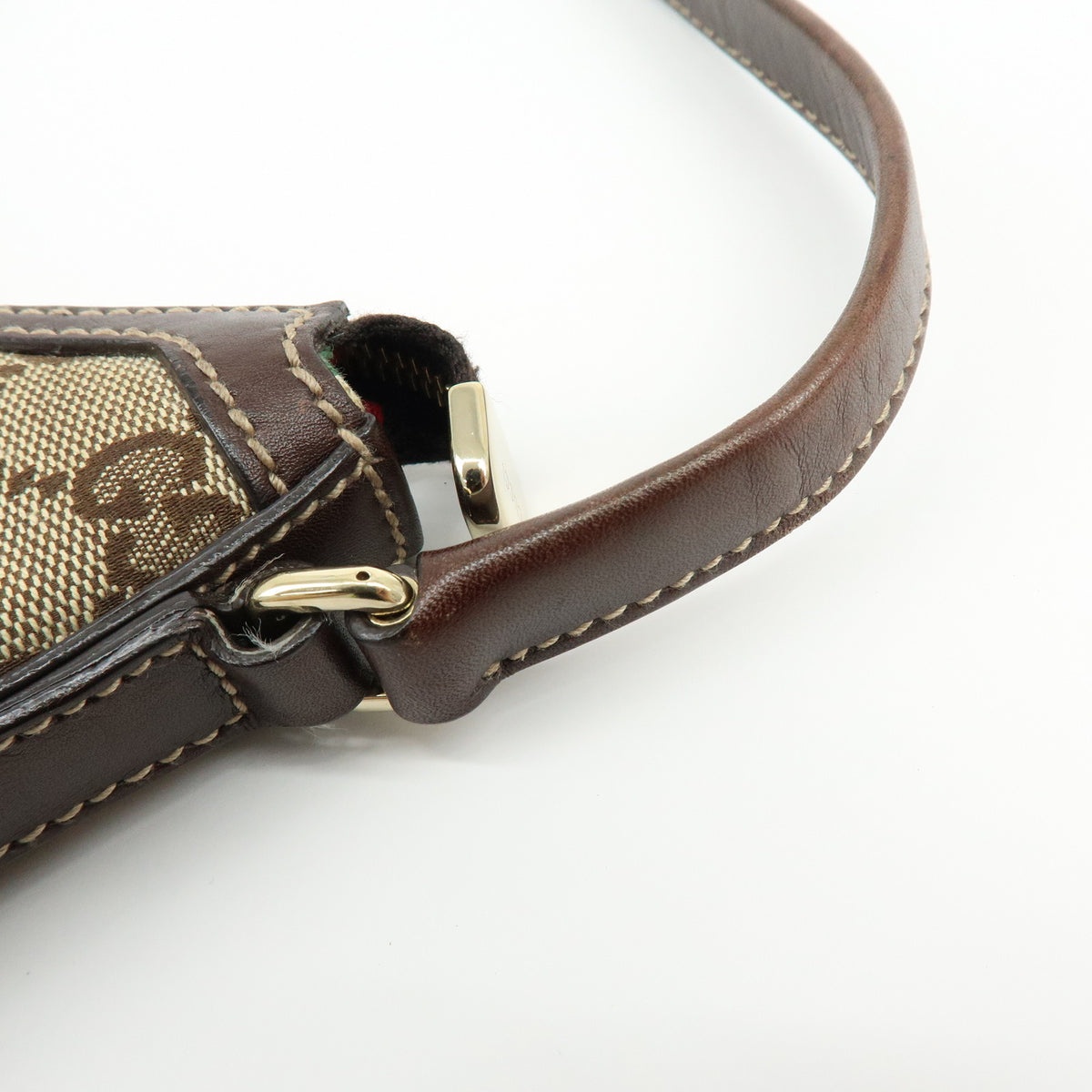 GUCCI Interlocking G Canvas Leather Shoulder Bag Hand Bag Beige Brown