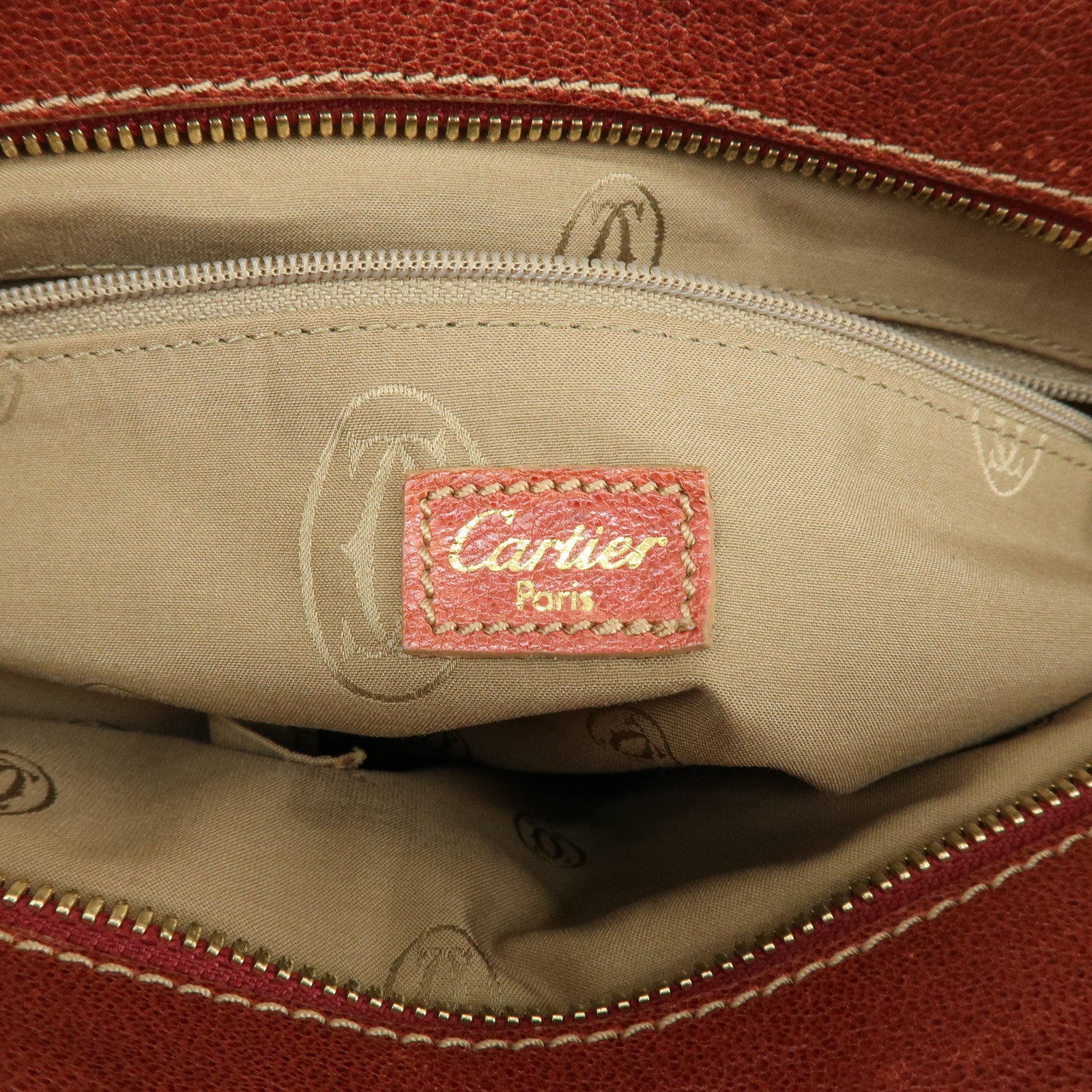Cartier Marcello de Cartier Leather Hand Bag Tote Bag Brown