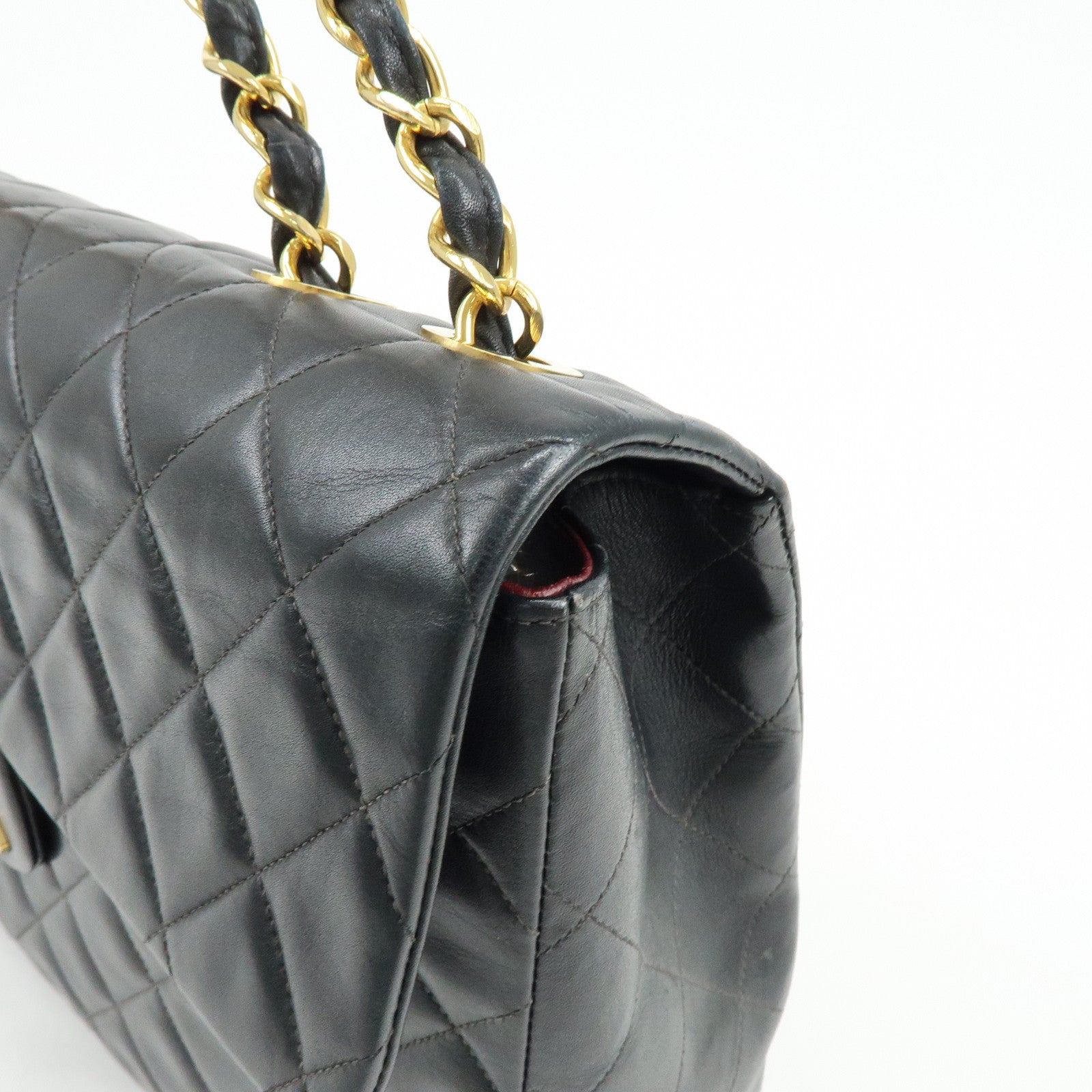 CHANEL Jumbo Matelasse 34 Lamb Skin Shoulder Bag Black A01094