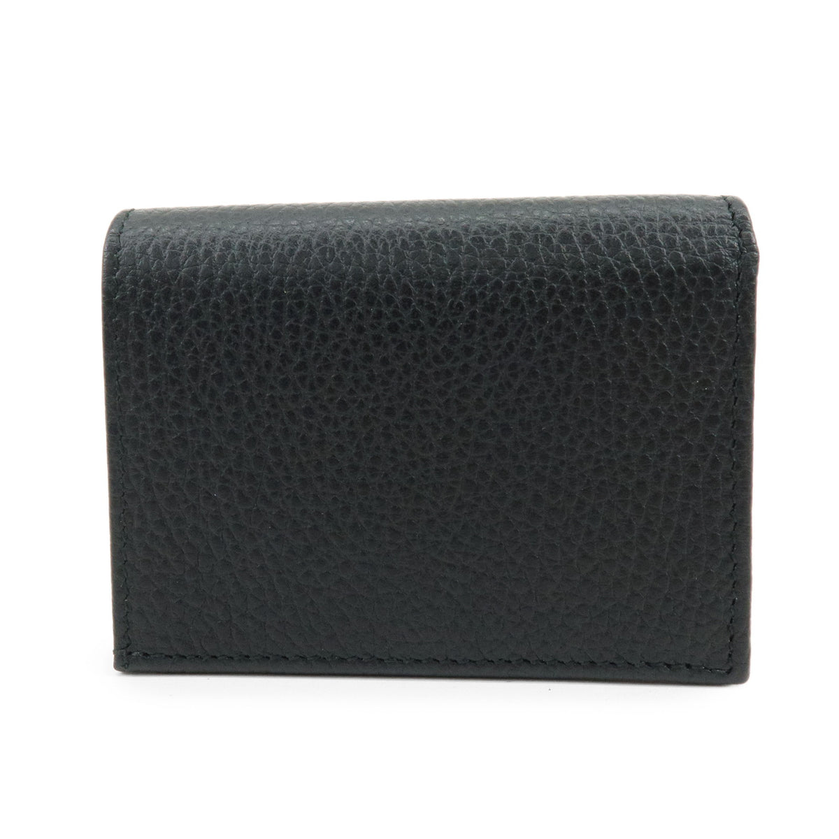 GUCCI Double G Leather Compact Bi-fold Wallet Ribbon Motif Black 524289